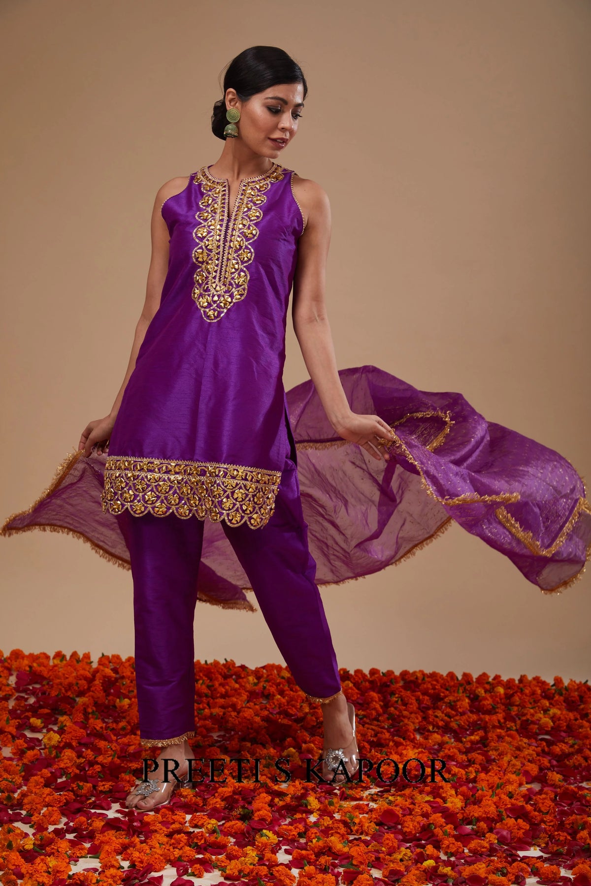 Purple Straight Kurta Pant Set - Preeti S Kapoor