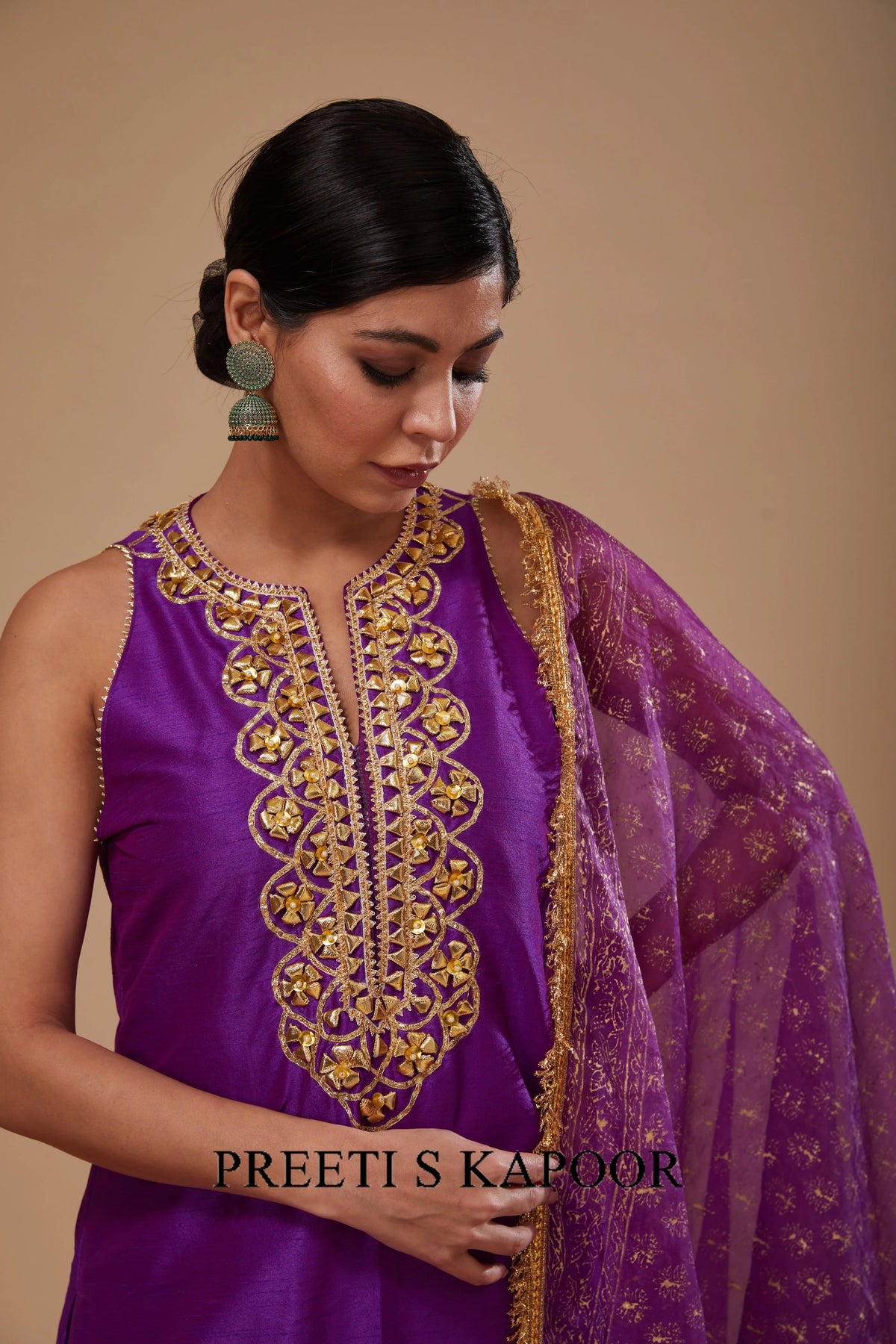 Purple Straight Kurta Pant Set - Preeti S Kapoor