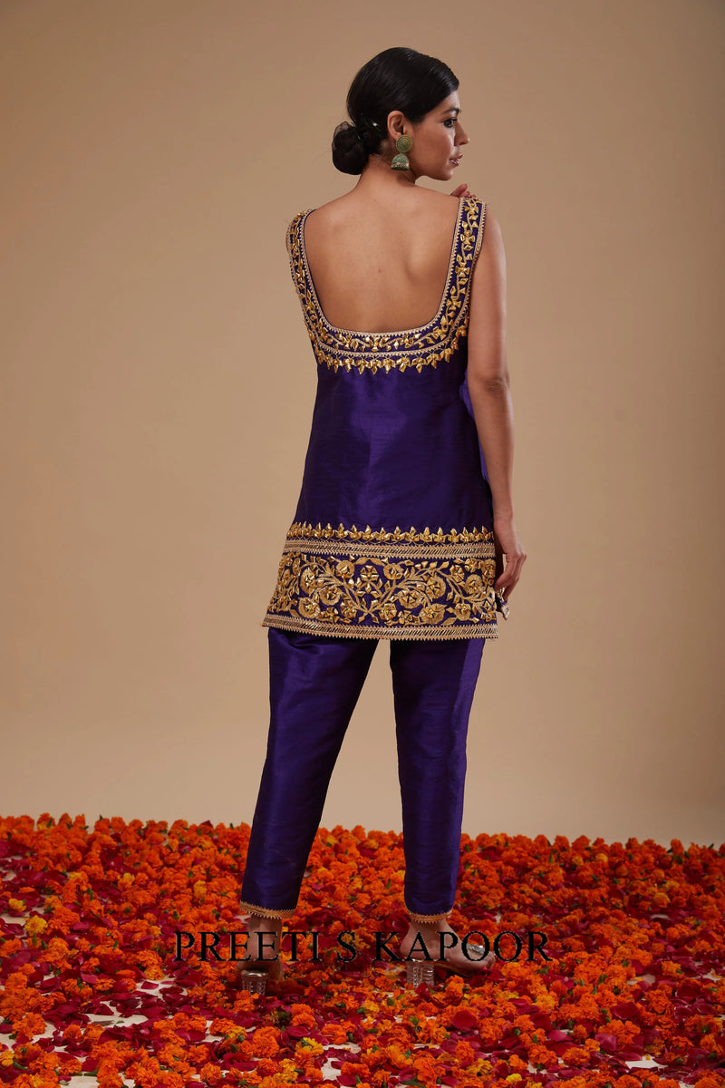 Blue Straight Kurta Pant Set - Preeti S Kapoor