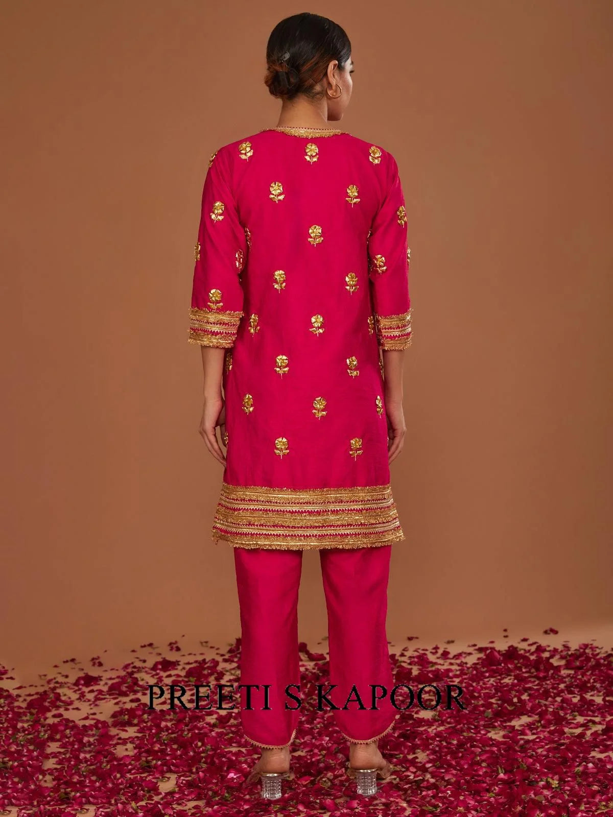 FUCHSIA KURTA WITH PANT SLIT AND DUPATTA - PREETI S KAPOOR