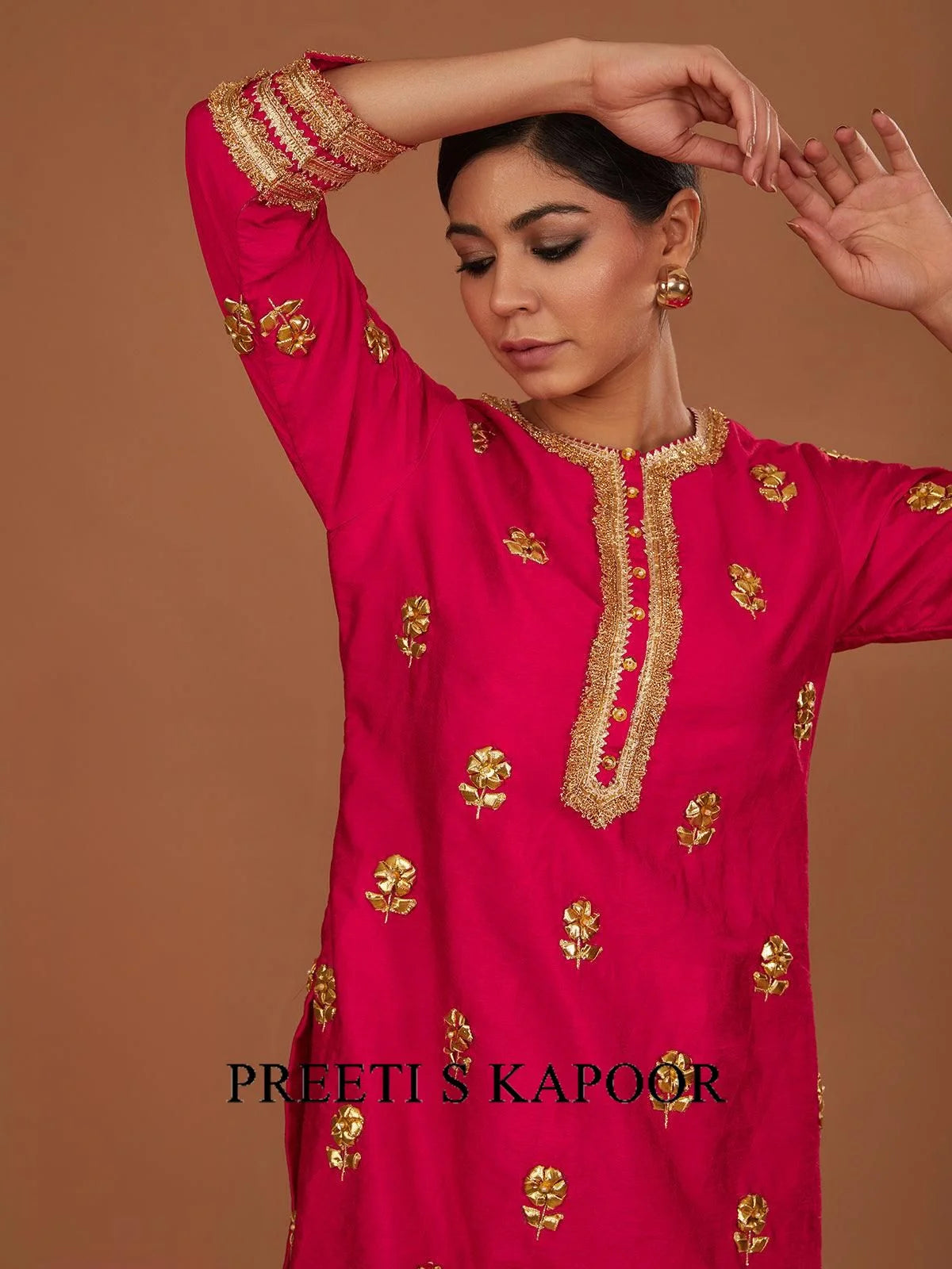 FUCHSIA KURTA WITH PANT SLIT AND DUPATTA - PREETI S KAPOOR
