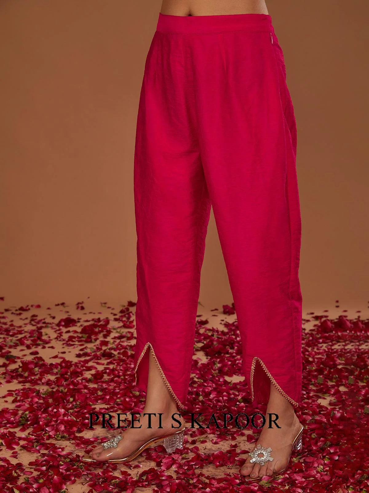 FUCHSIA KURTA WITH PANT SLIT AND DUPATTA - PREETI S KAPOOR