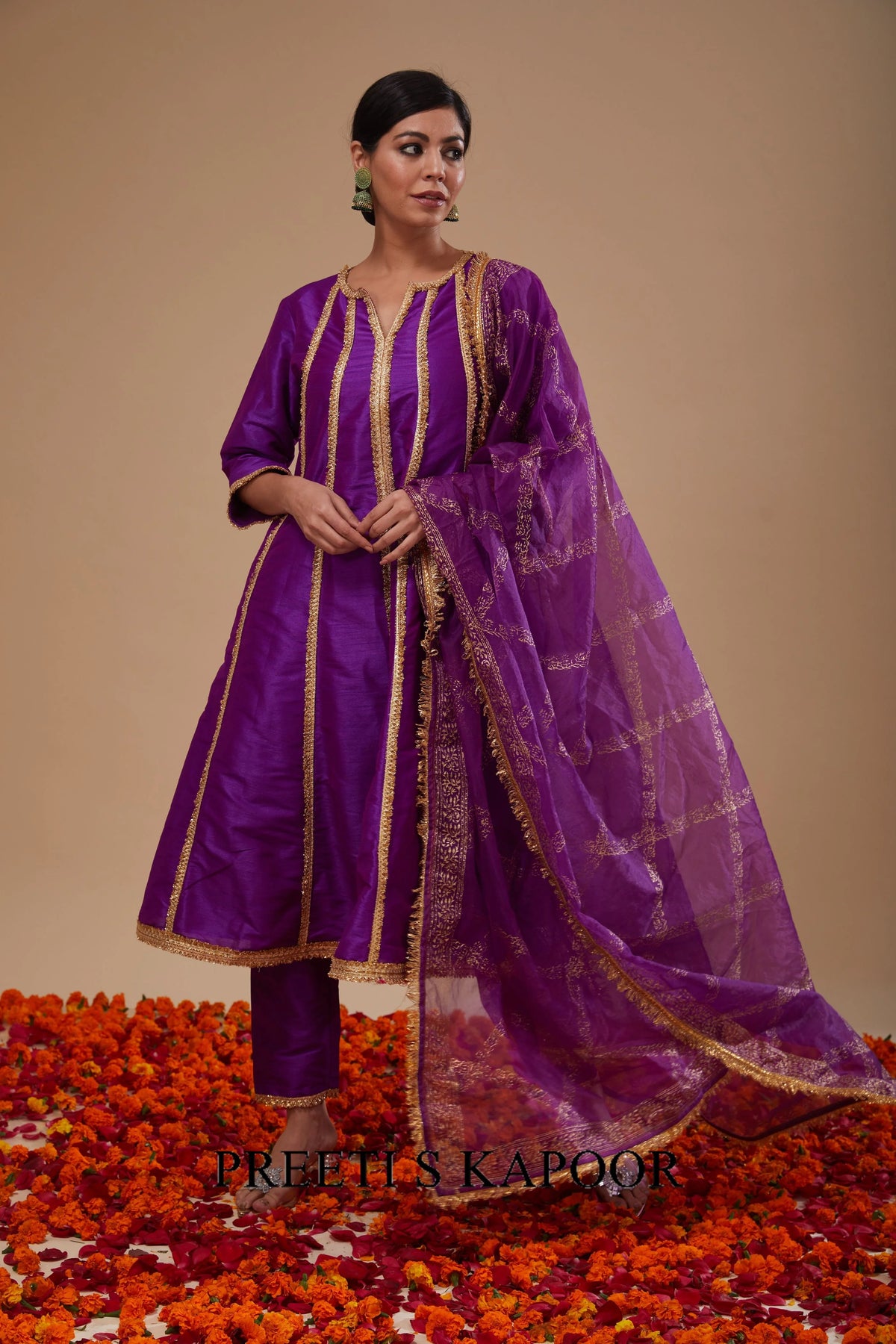 Purple Anarkali with Pant and Dupatta - Preeti S Kapoor
