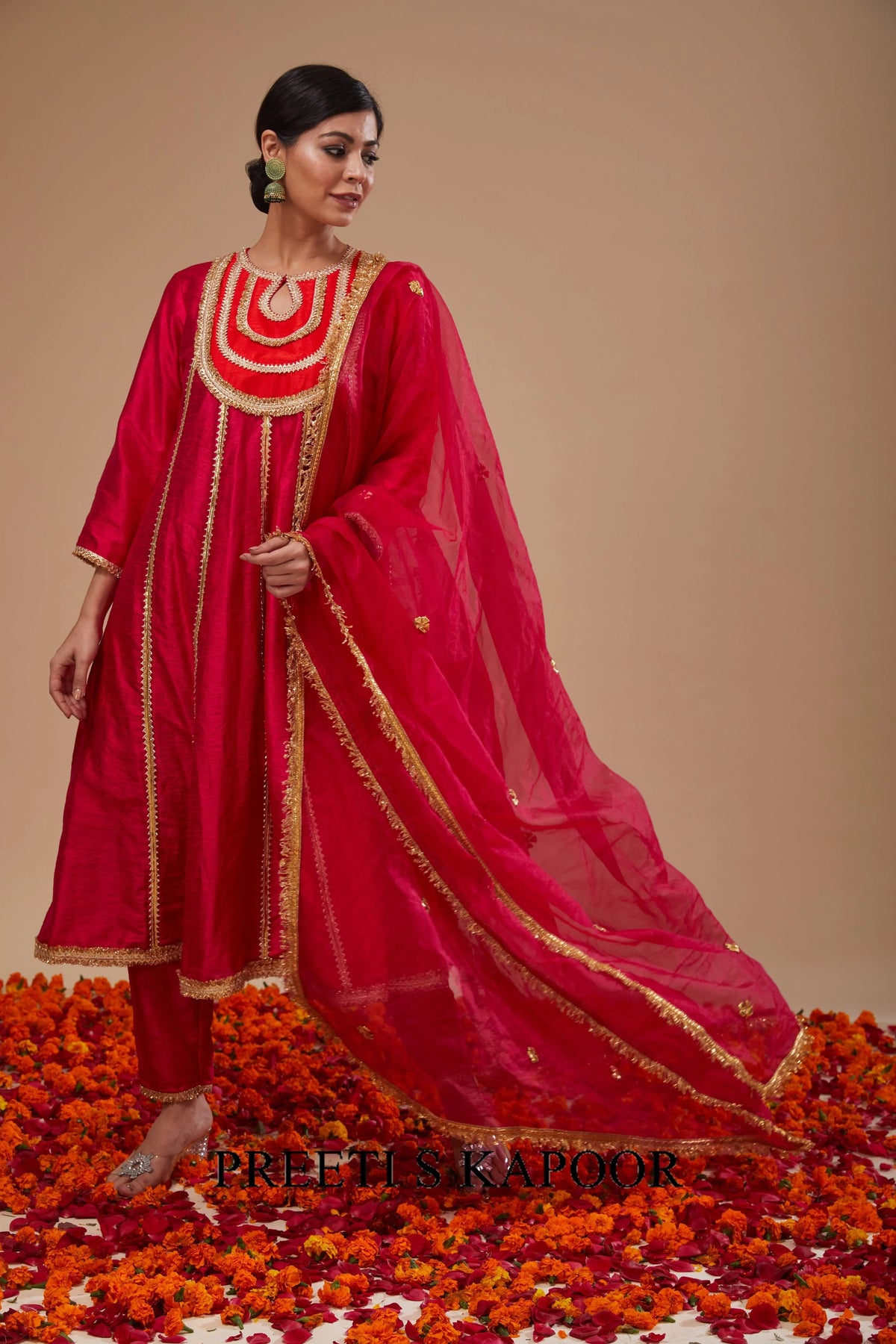 Fuchsia Anarkali with Pant and Dupatta - Preeti S Kapoor