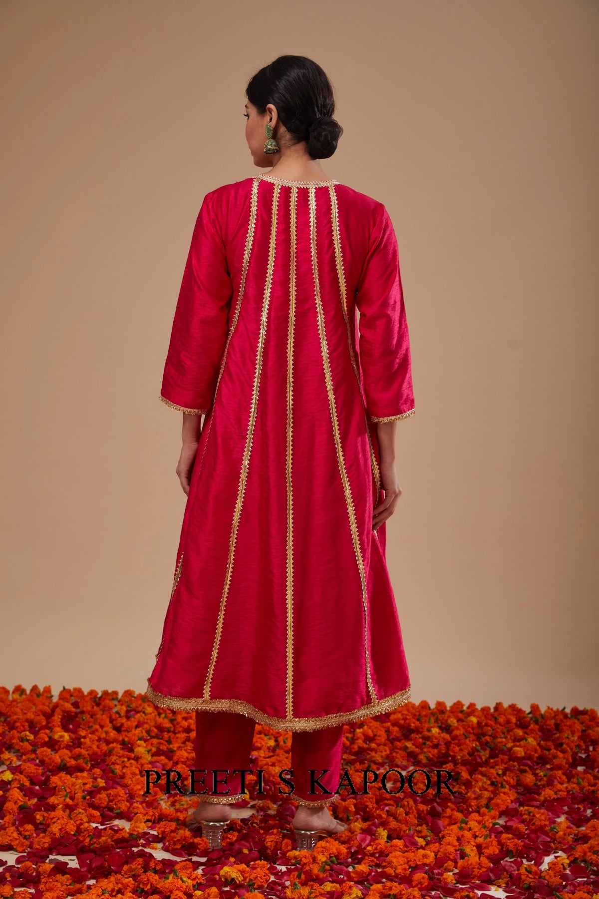 Fuchsia Anarkali with Pant and Dupatta - Preeti S Kapoor