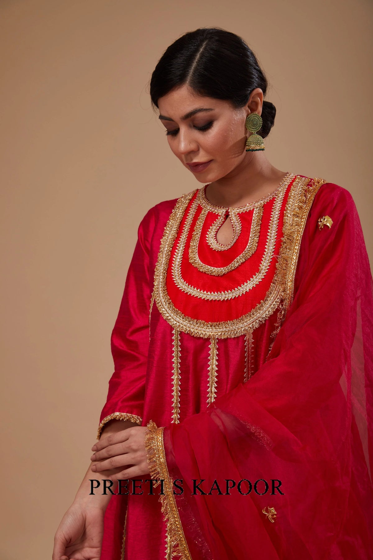 Fuchsia Anarkali with Pant and Dupatta - Preeti S Kapoor