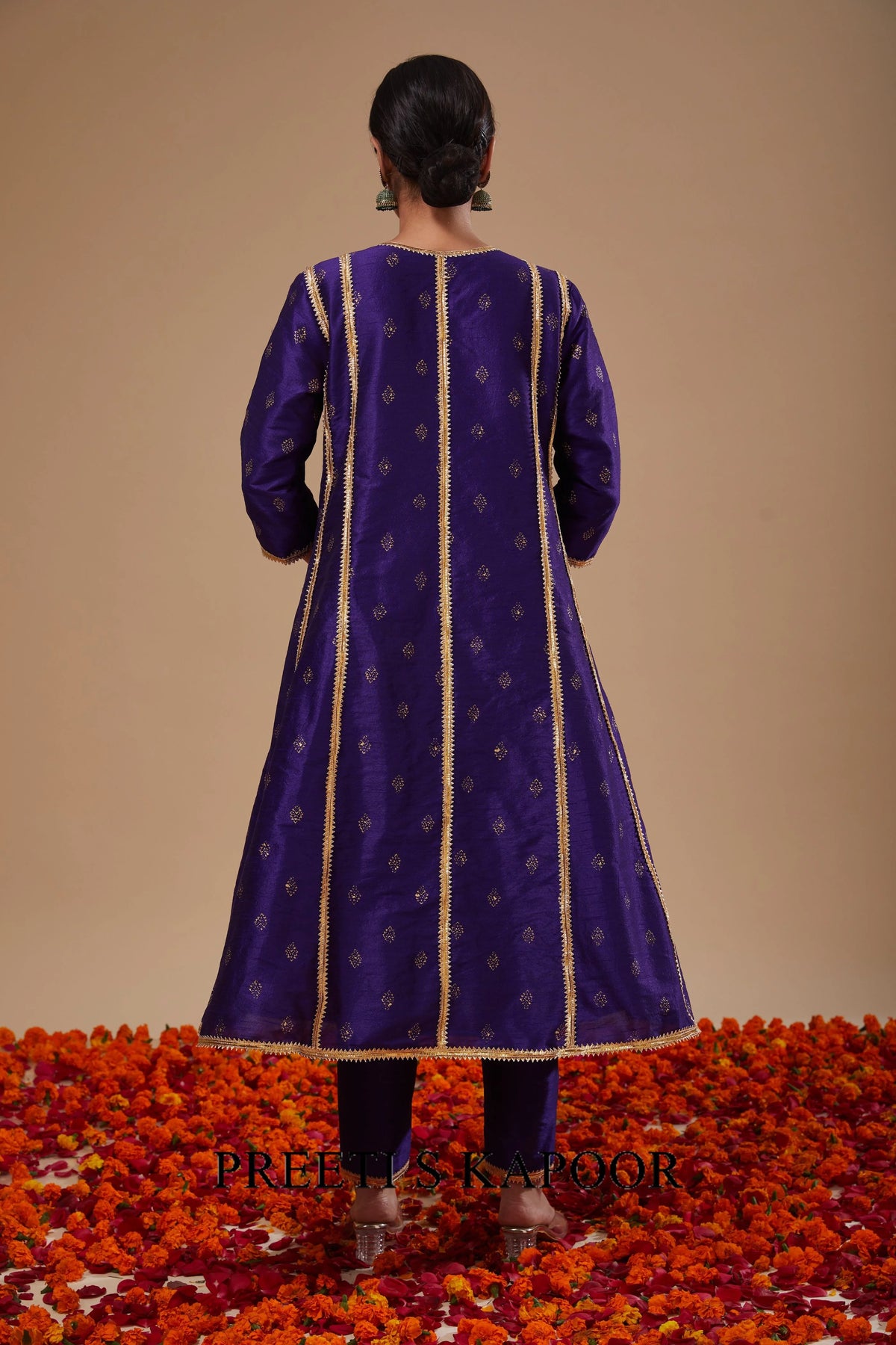 Midnight Blue Anarkali with Pant and Dupatta - Preeti S Kapoor