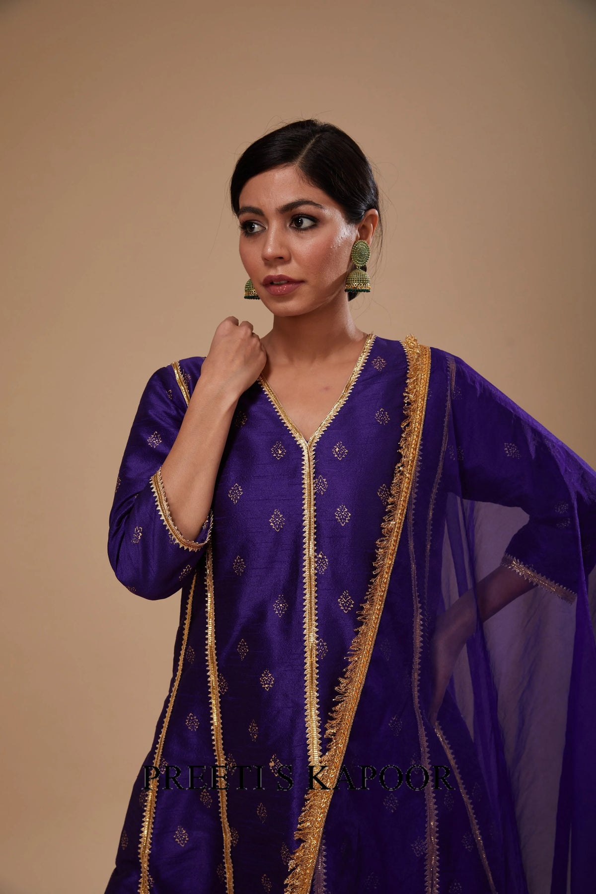 Midnight Blue Anarkali with Pant and Dupatta - Preeti S Kapoor