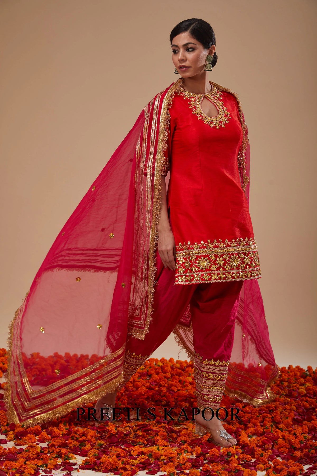 Red Kurta Fuchsia Salwar Set - Preeti S Kapoor