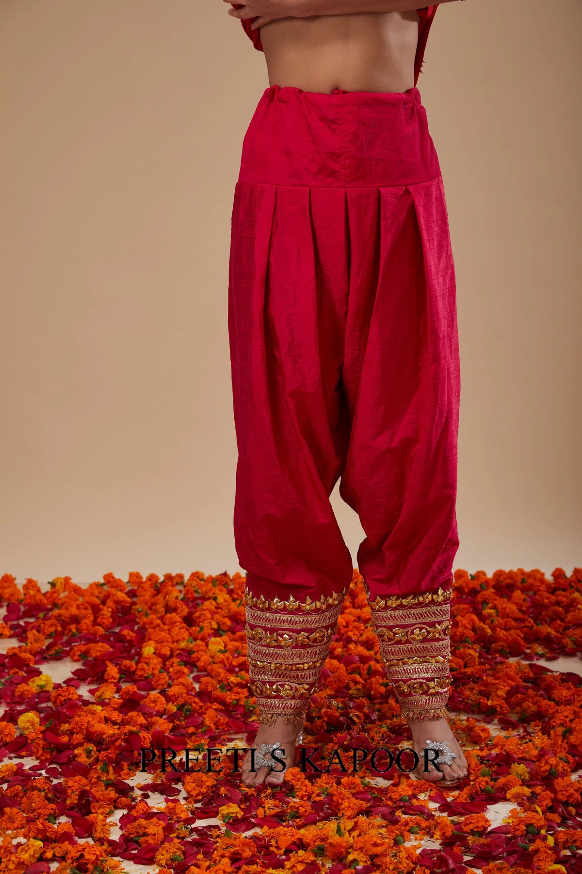 Red Kurta Fuchsia Salwar Set - Preeti S Kapoor