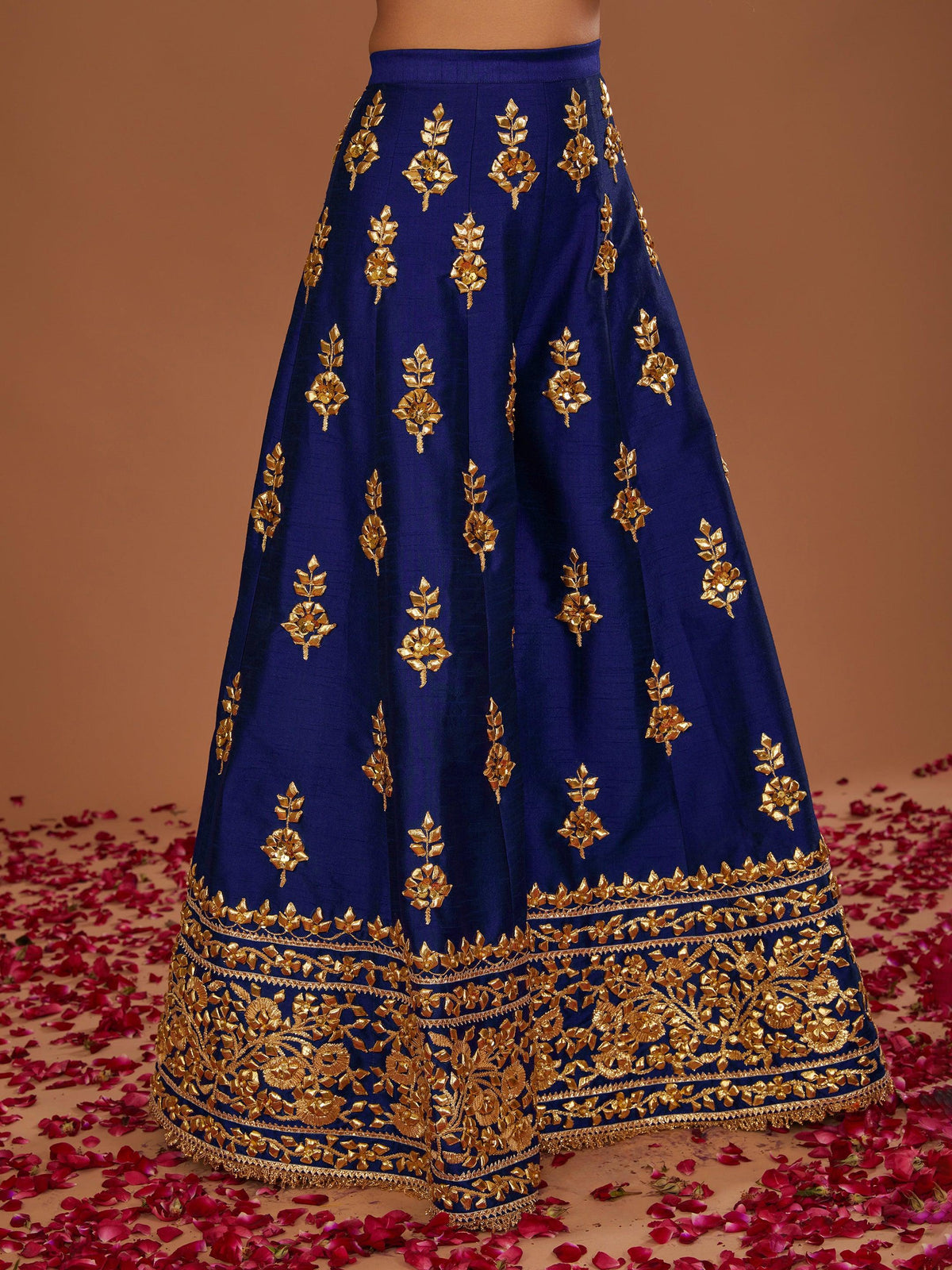 MIDNIGHT BLUE SHORT KURTA WITH SHARARA AND FUSCHIA DUPATTA - Preeti s kapoor