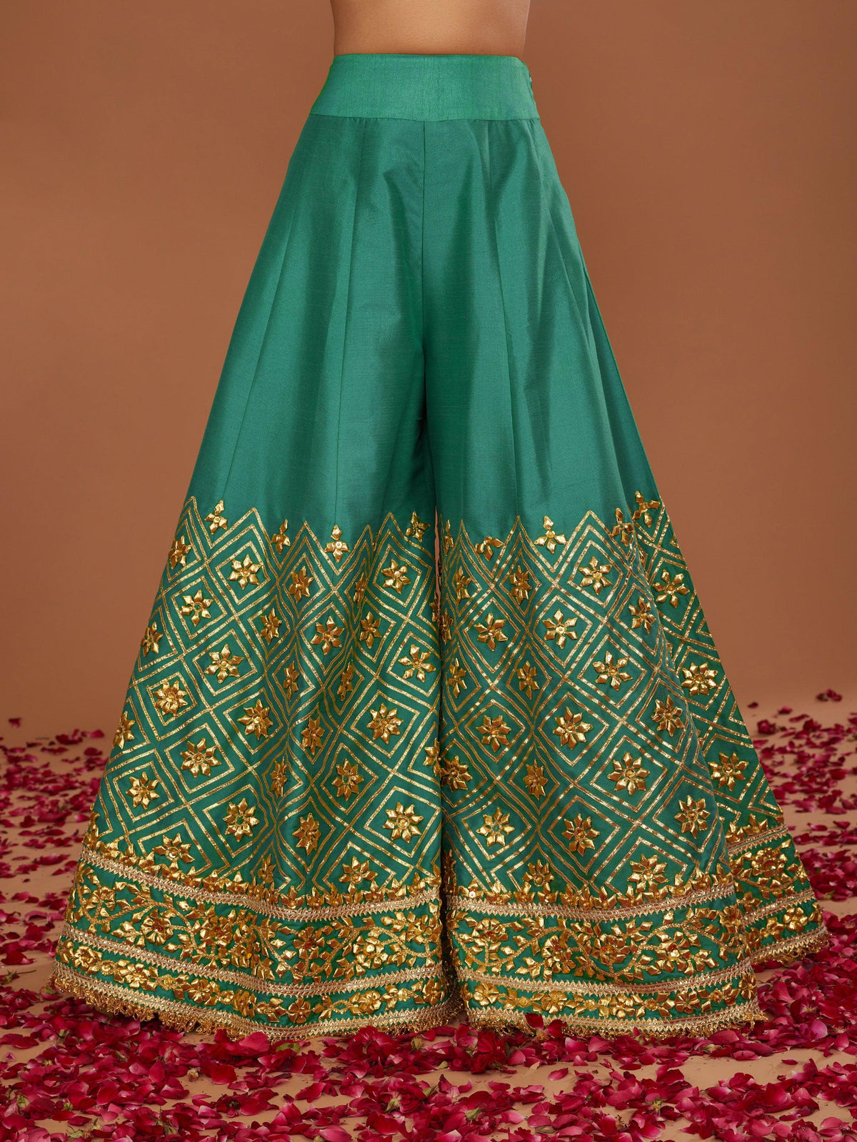 TURQ KURTA WITH GREEN SHARARA AND NEON PINK DUPATTA - Preeti s kapoor