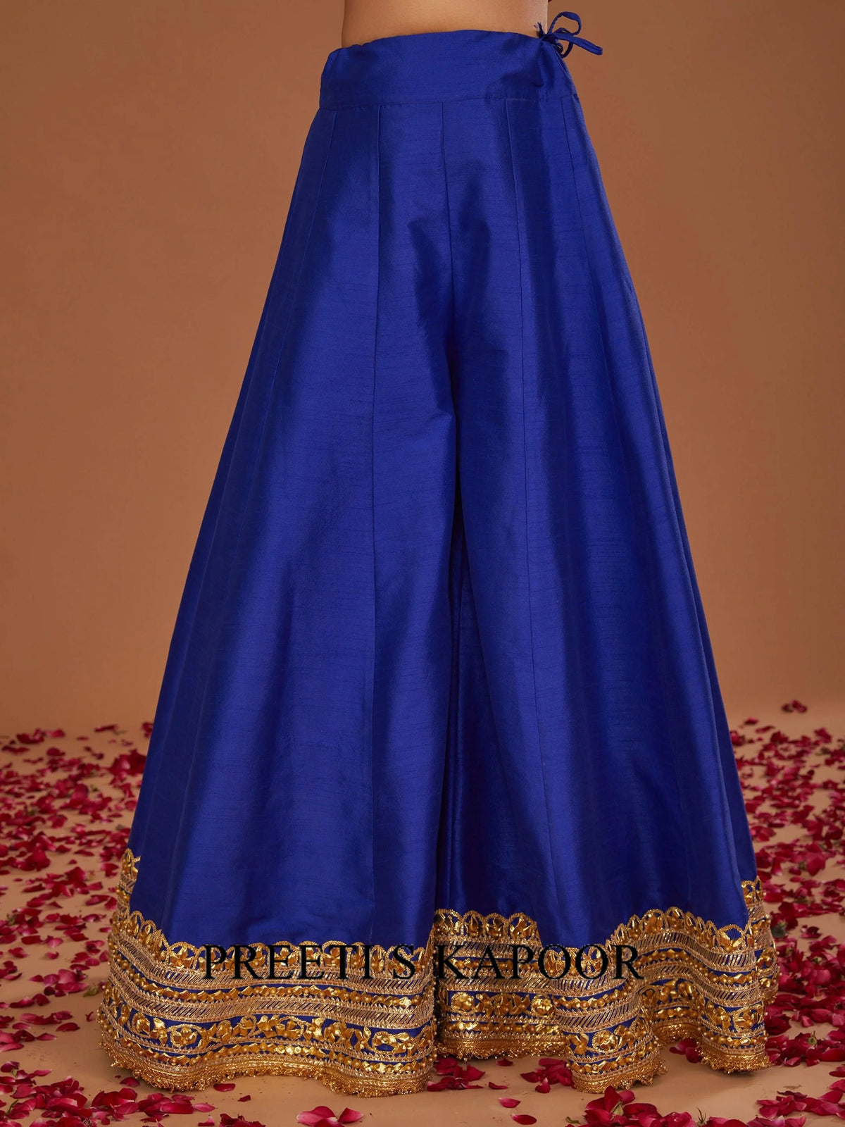 FUCHSIA A LINE KURTA WITH BLUE SHARARA AND GREEN DUPATTA - PREETI S KAPOOR