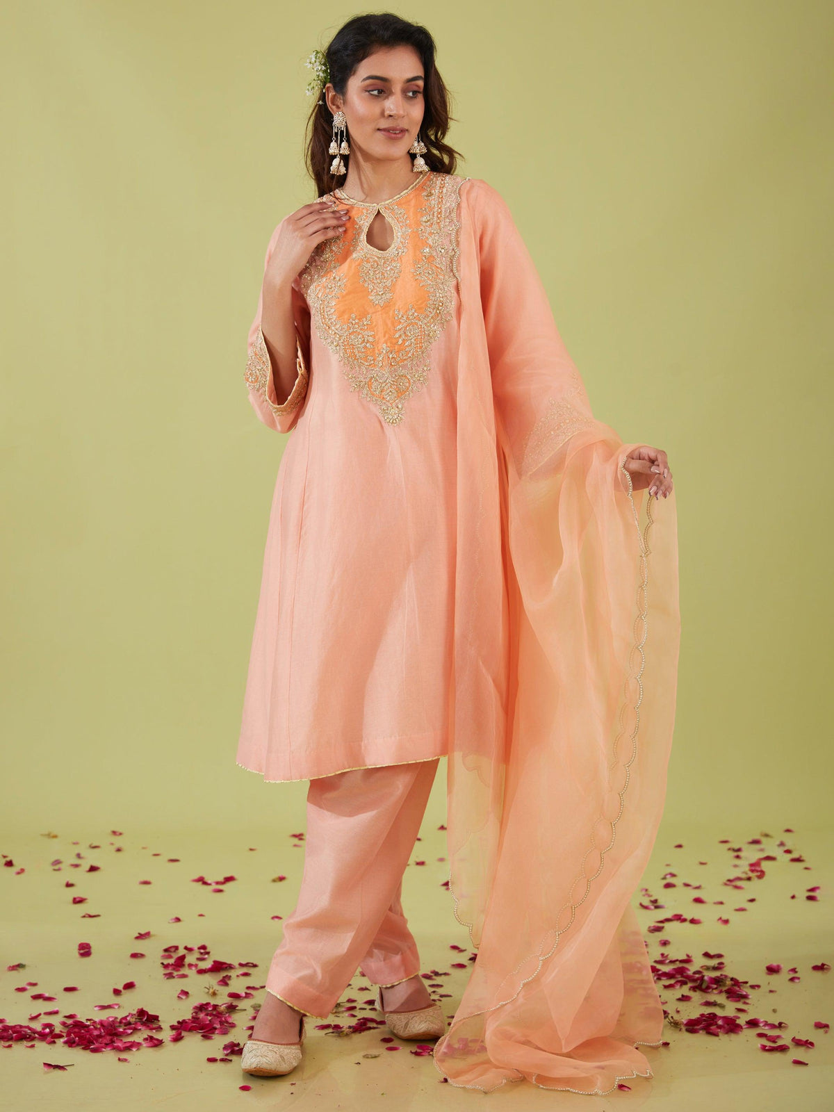 PINK SHORT KALIDAR KURTA WITH SALWAR AND PINK DUPATTA - Preeti s kapoor