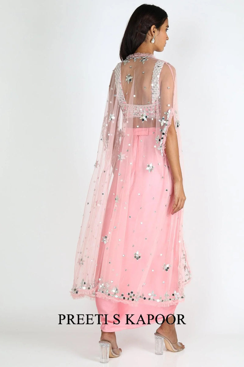 Pink Embroidered Dhoti Skirt Set - Preeti S Kapoor