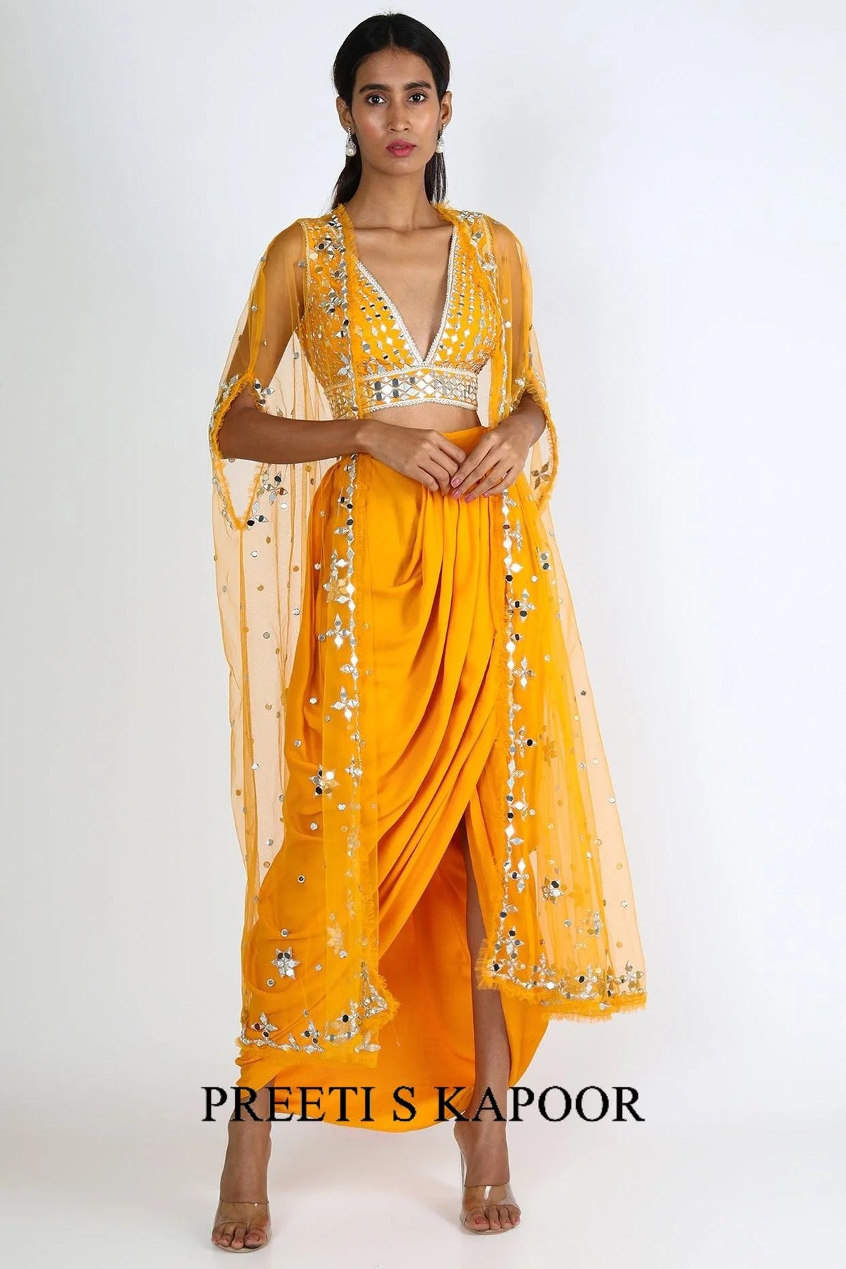 Turq Mirror Cape Set - Preeti S Kapoor