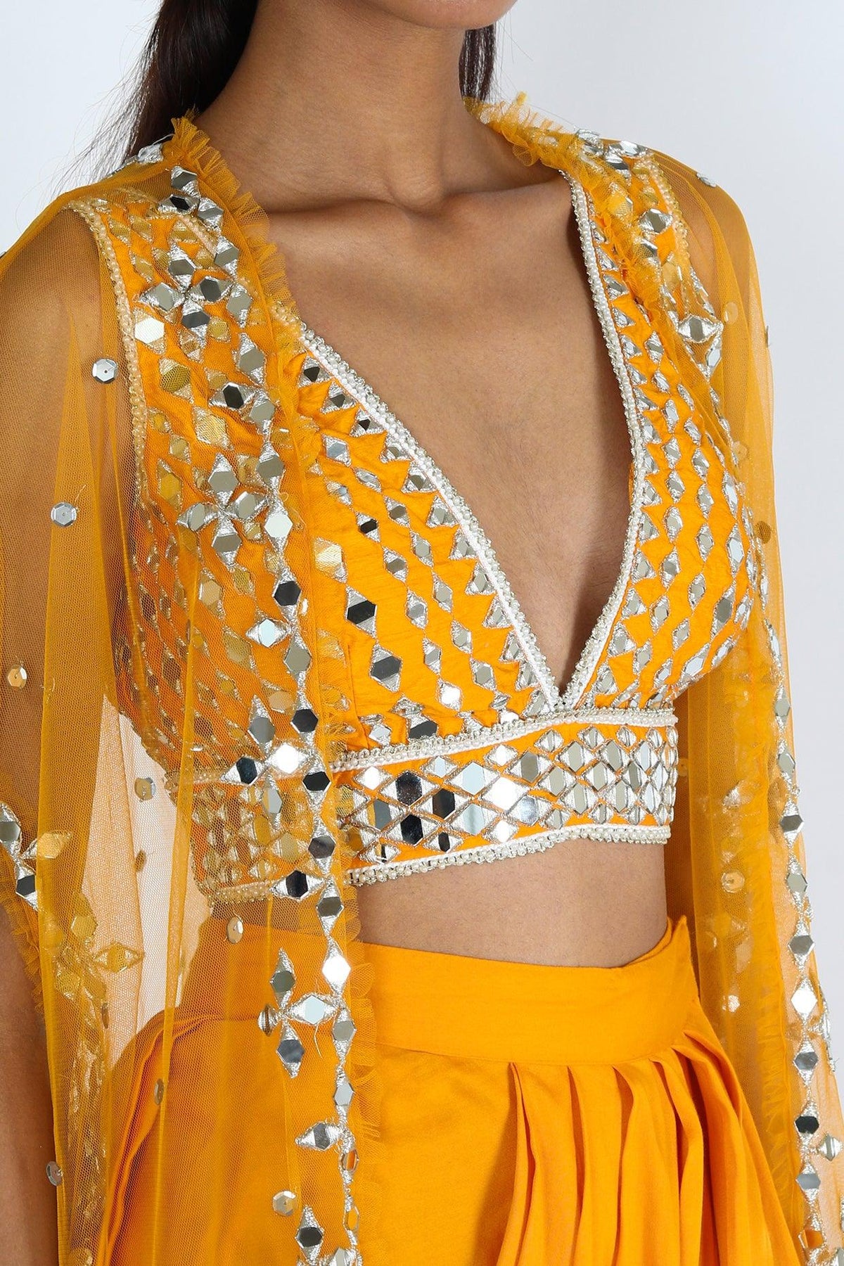 Yellow Embroidered Dhoti Skirt Set - Preeti s kapoor