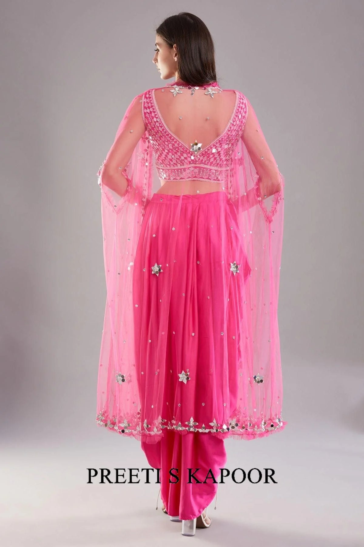 Pink Mirror Cape Set - Preeti S Kapoor