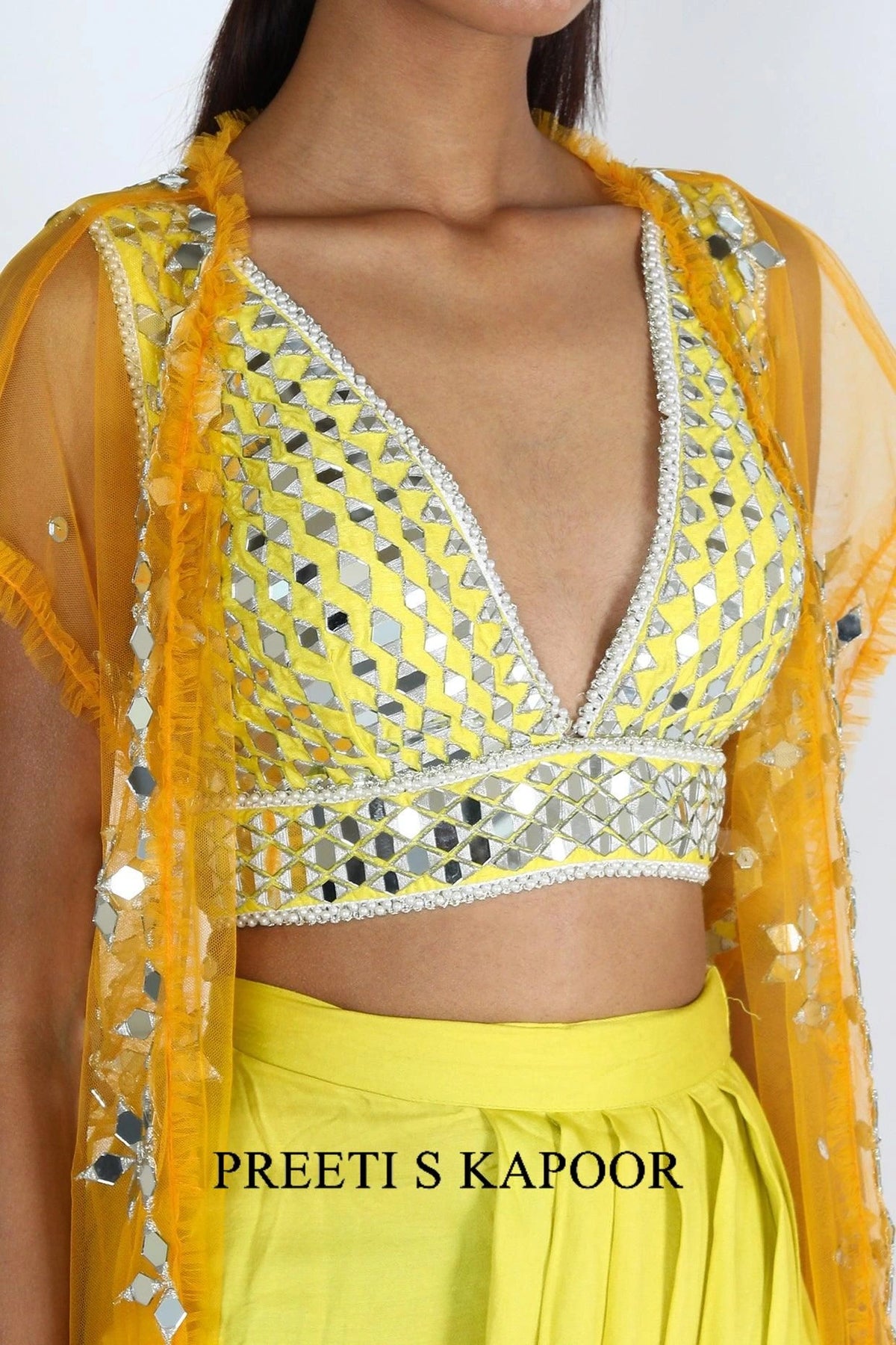 Pastel Yellow Embroidered Dhoti Skirt Set - Preeti S Kapoor