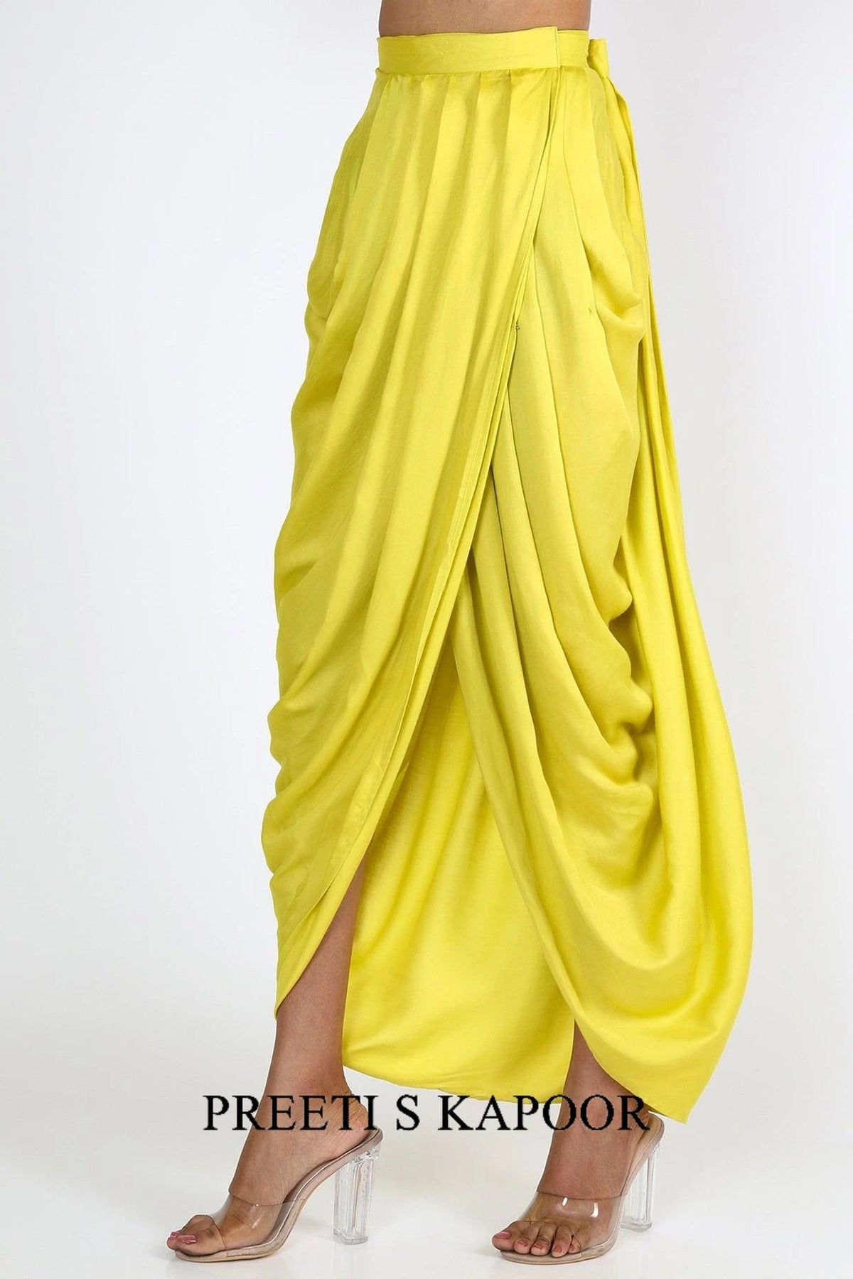 Pastel Yellow Dhoti Skirt - Preeti S Kapoor