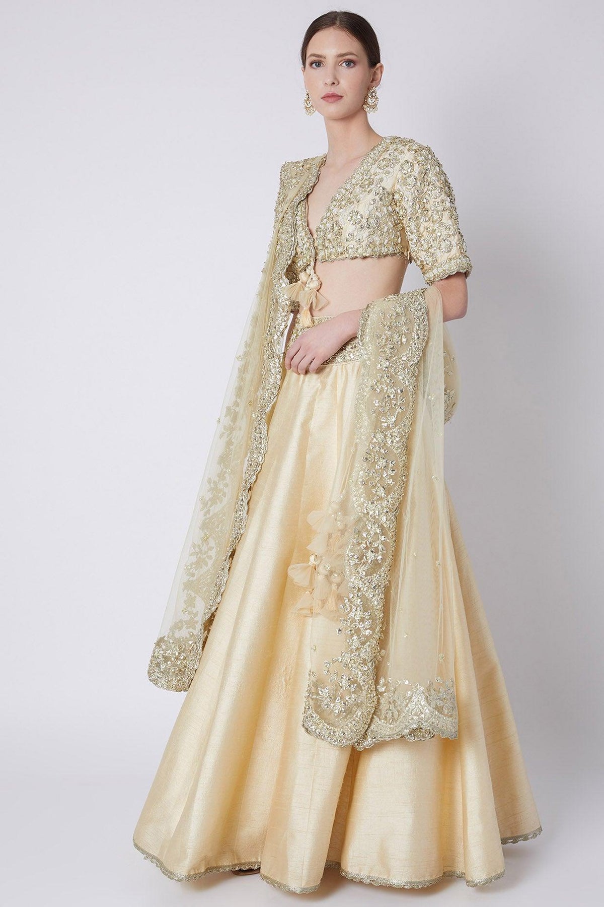 Beige Gota Embroidered Lehenga Set - Preeti s kapoor
