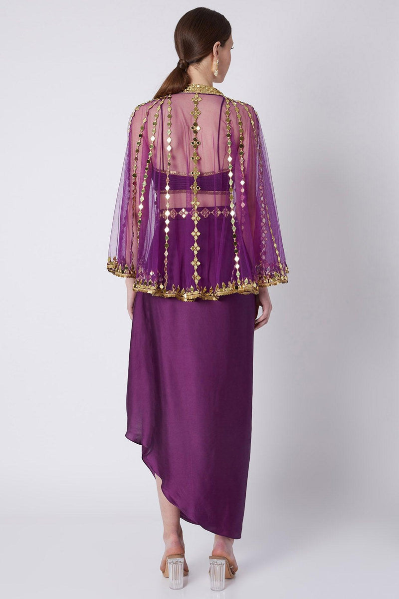 Purple Embroidered Skirt Set - Preeti s kapoor