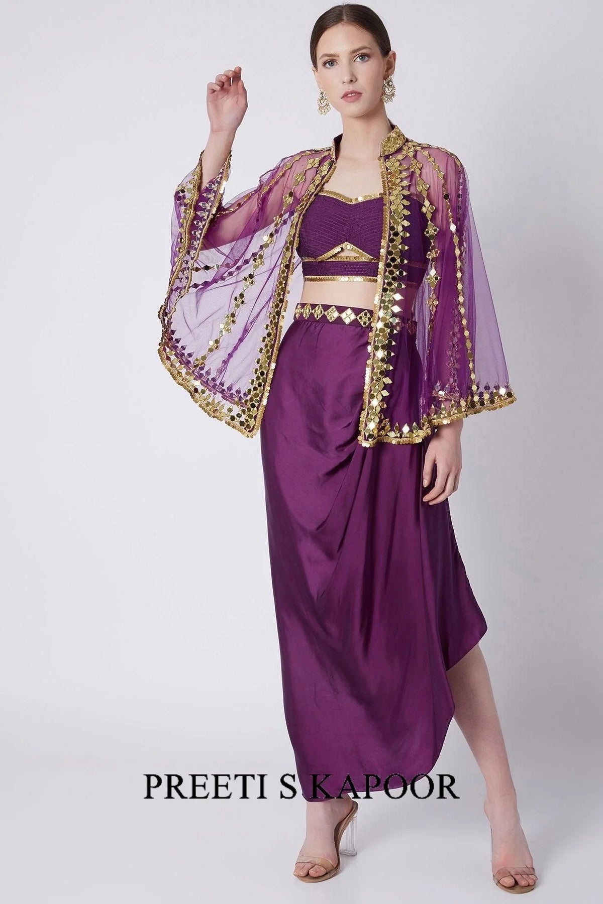 Purple Embroidered Skirt Set - Preeti S Kapoor