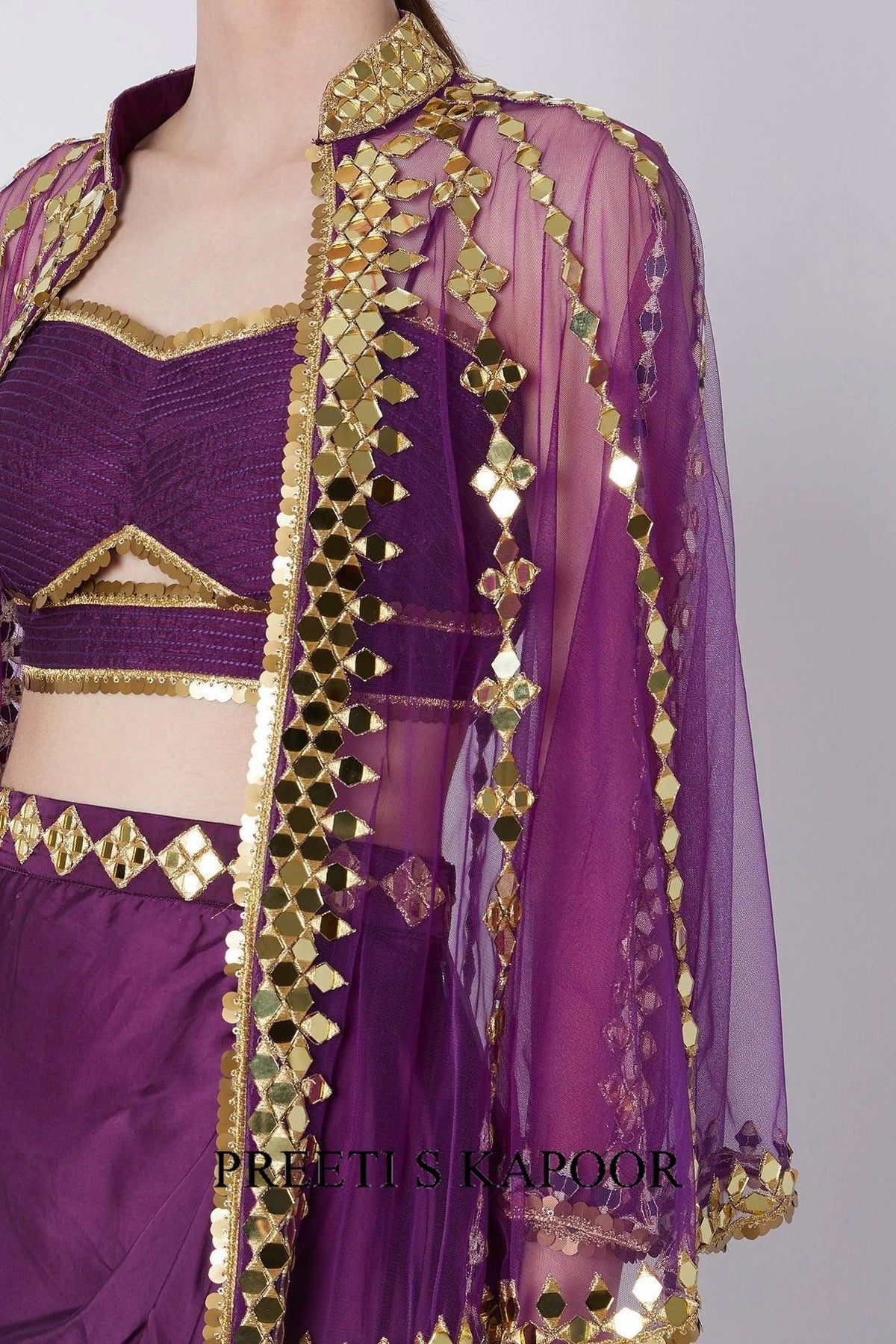 Purple Embroidered Skirt Set - Preeti S Kapoor