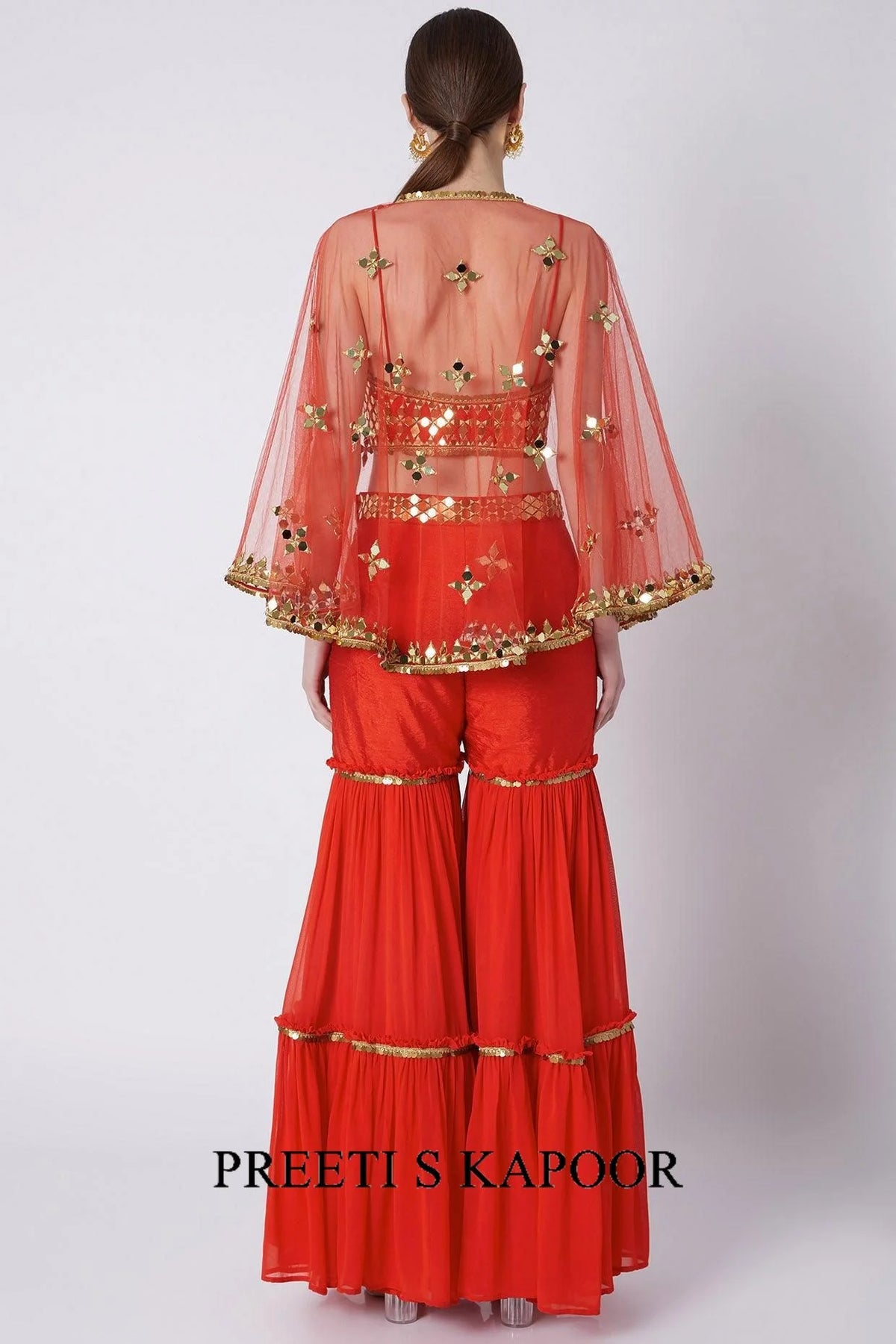 Red Embroidered Gharara Set - Preeti S Kapoor