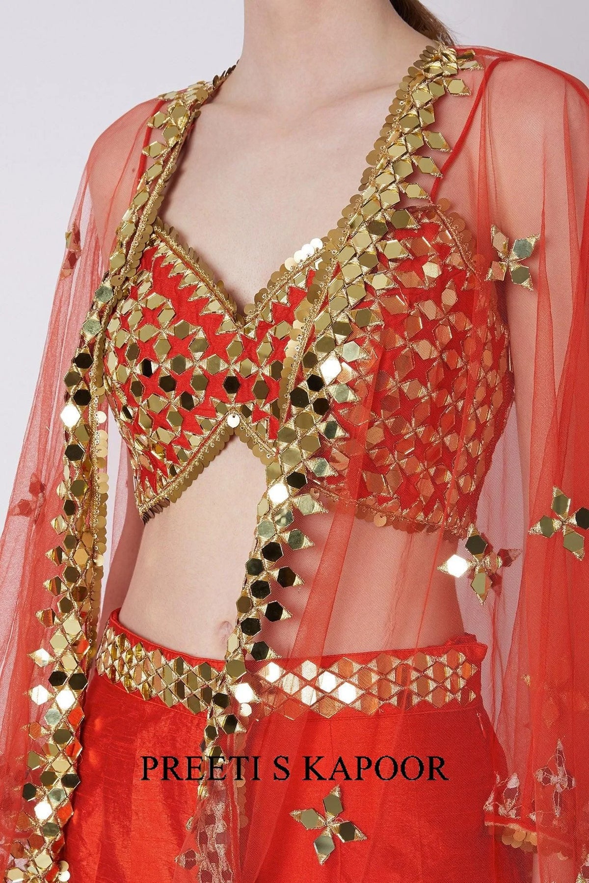 Red Embroidered Gharara Set - Preeti S Kapoor