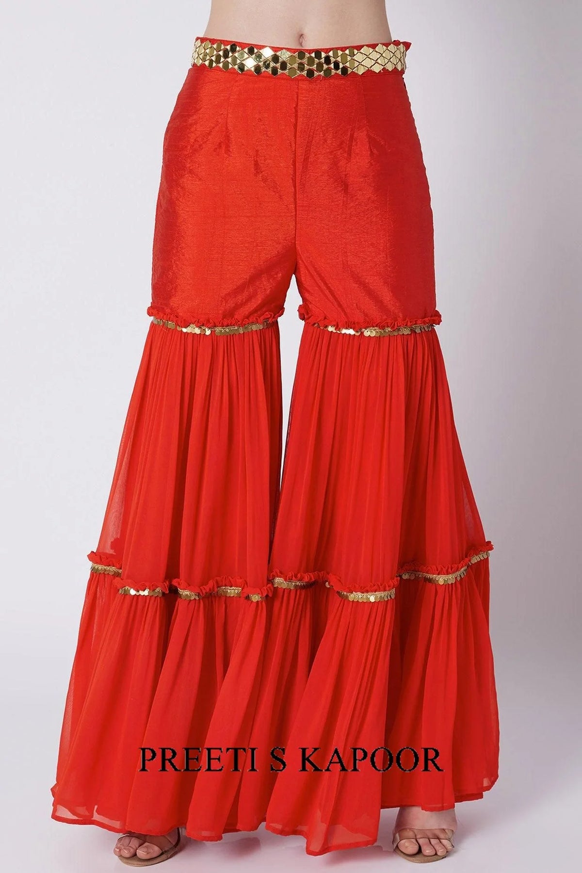 Red Embroidered Gharara Set - Preeti S Kapoor