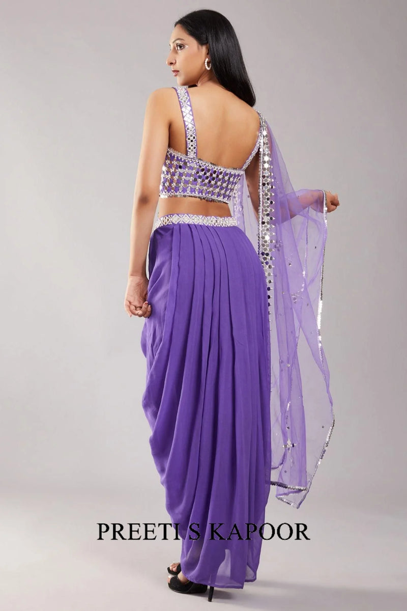 Purple Mirror Cape Set - Preeti S Kapoor