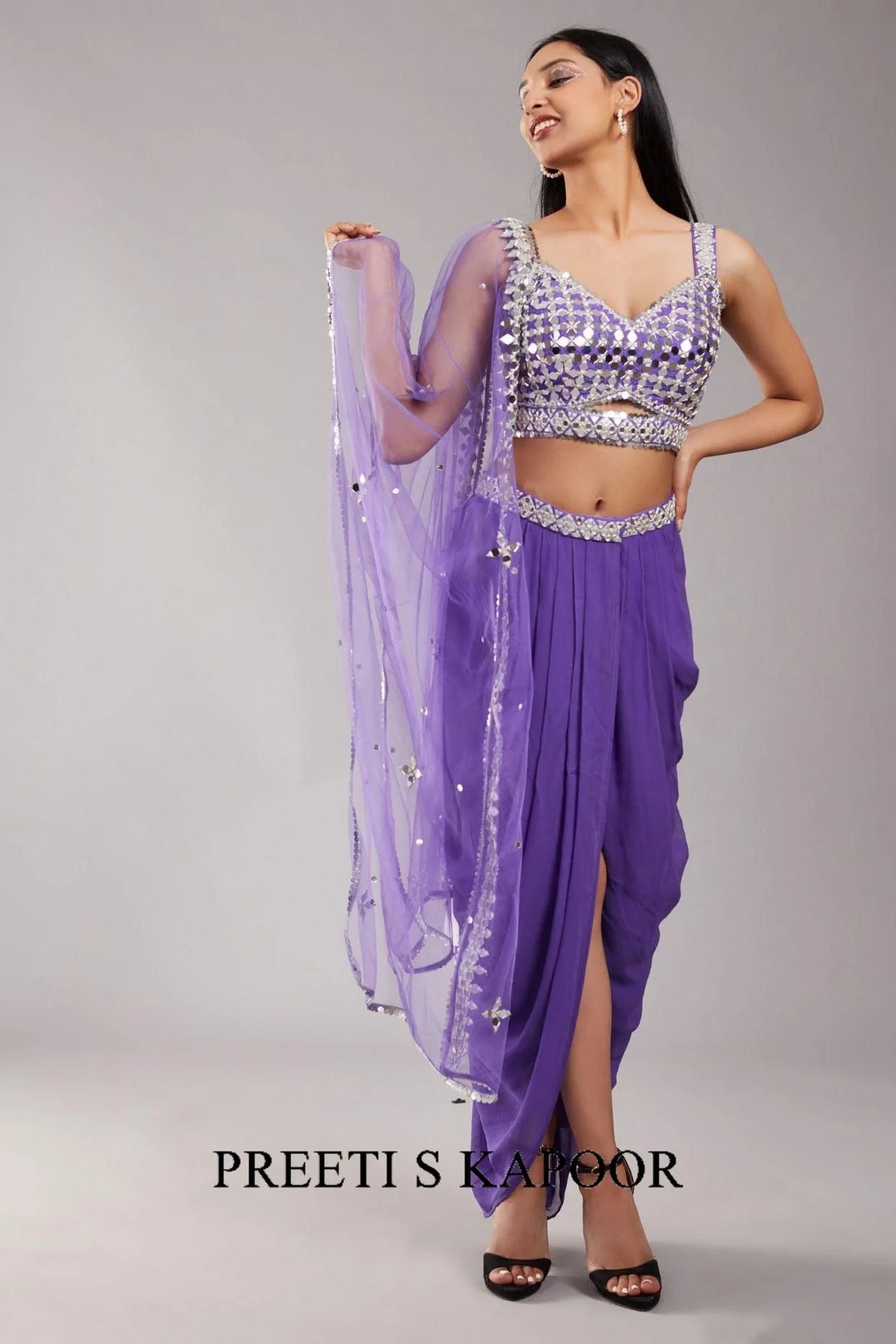 Purple Mirror Cape Set - Preeti S Kapoor