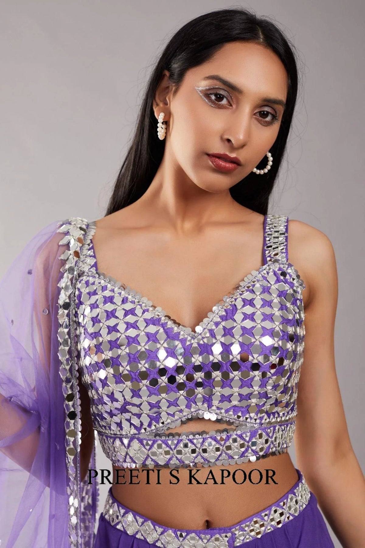 Purple Mirror Cape Set - Preeti S Kapoor