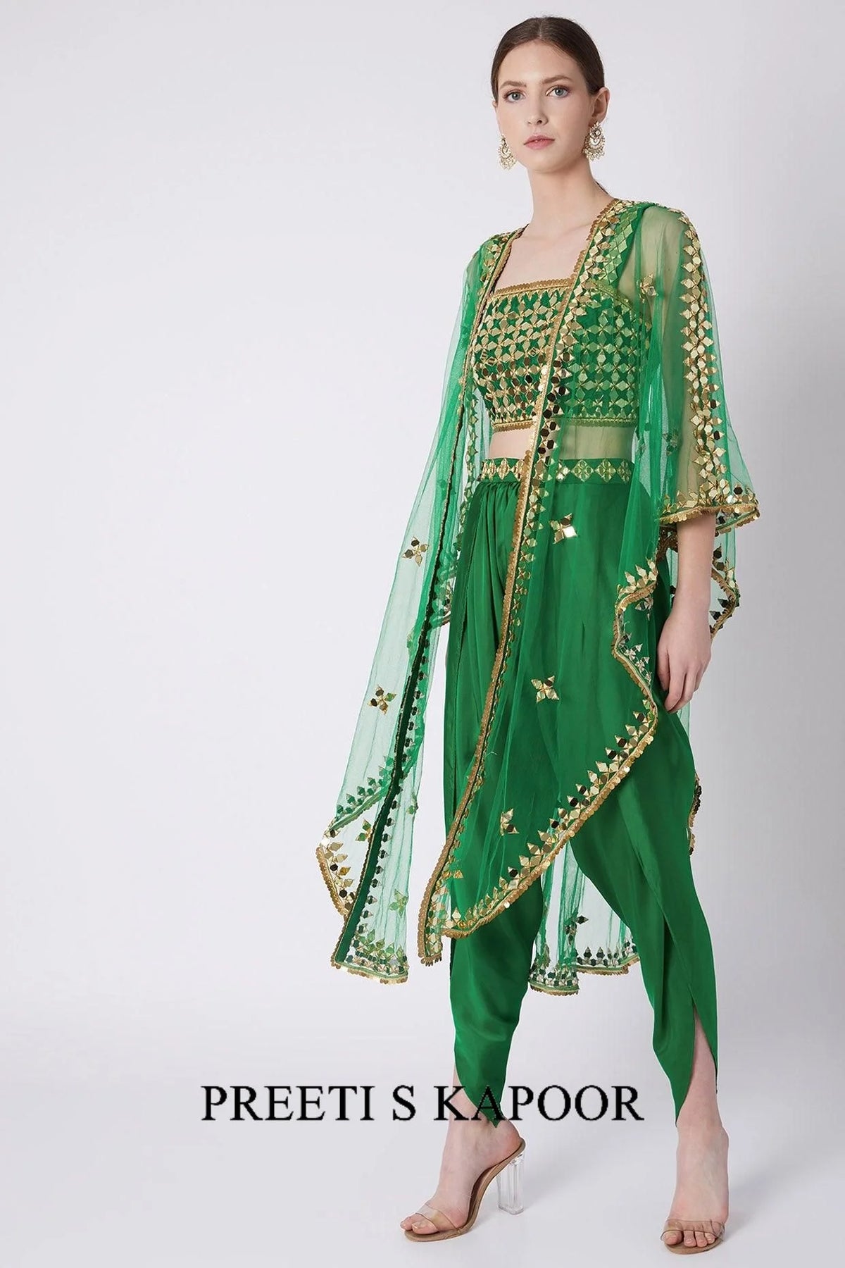 Emerald Green Embroidered Dhoti Set - Preeti S Kapoor