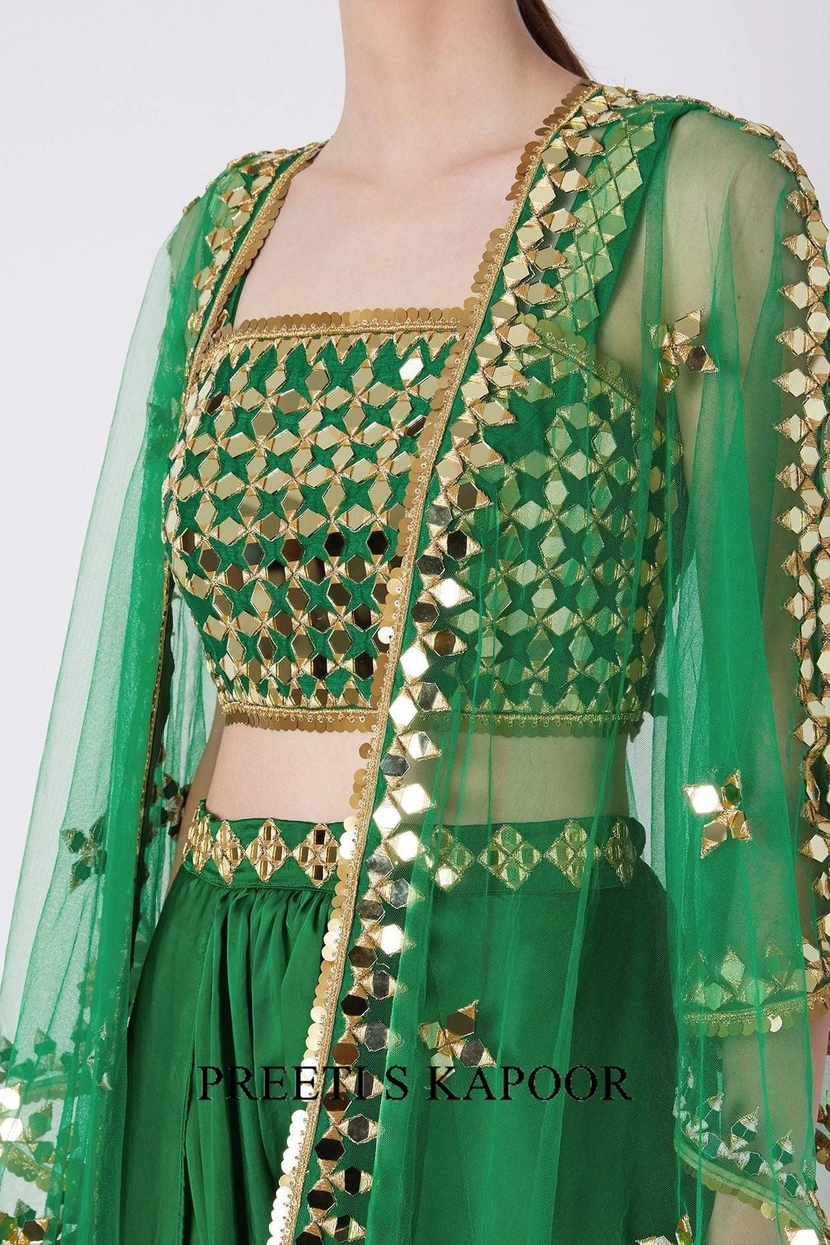 Emerald Green Embroidered Dhoti Set - Preeti S Kapoor