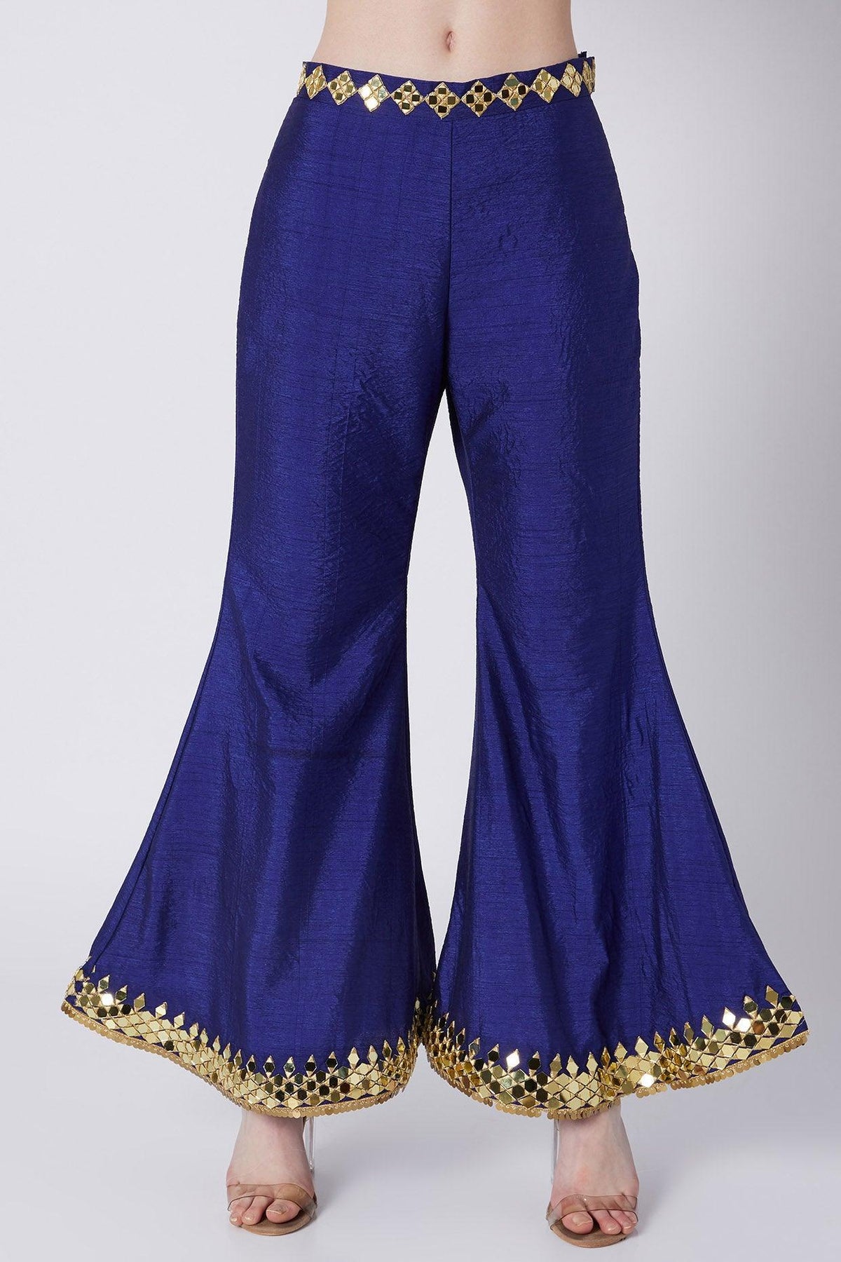 Royal Blue Mirrors Embroidered Cape Set - Preeti s kapoor