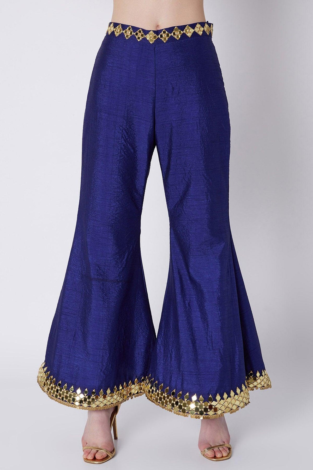 Royal Blue & Red Embroidered Cape Set - Preeti s kapoor