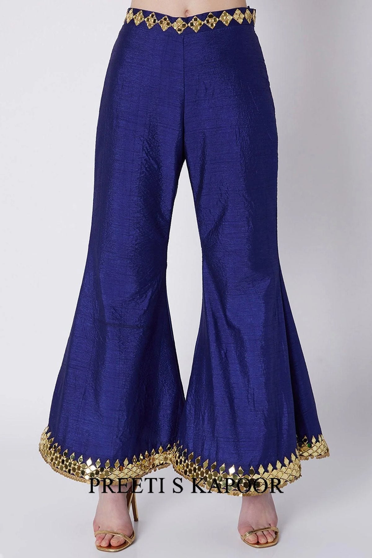 Royal Blue & Emerald Green Embroidered Cape Set - Preeti S Kapoor