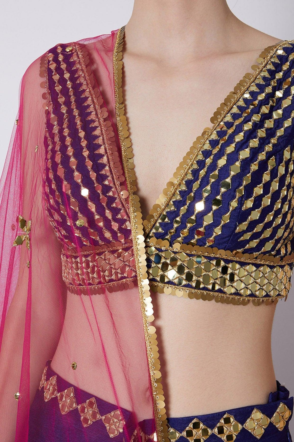 Royal Blue & Purple Embroidered Cape Set - Preeti s kapoor