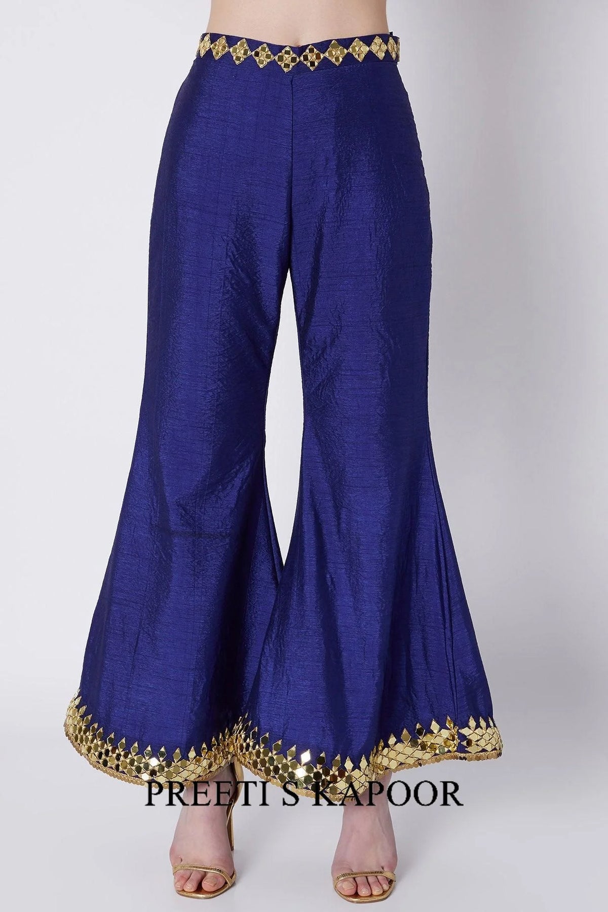 Royal Blue & Purple Embroidered Cape Set - Preeti S Kapoor