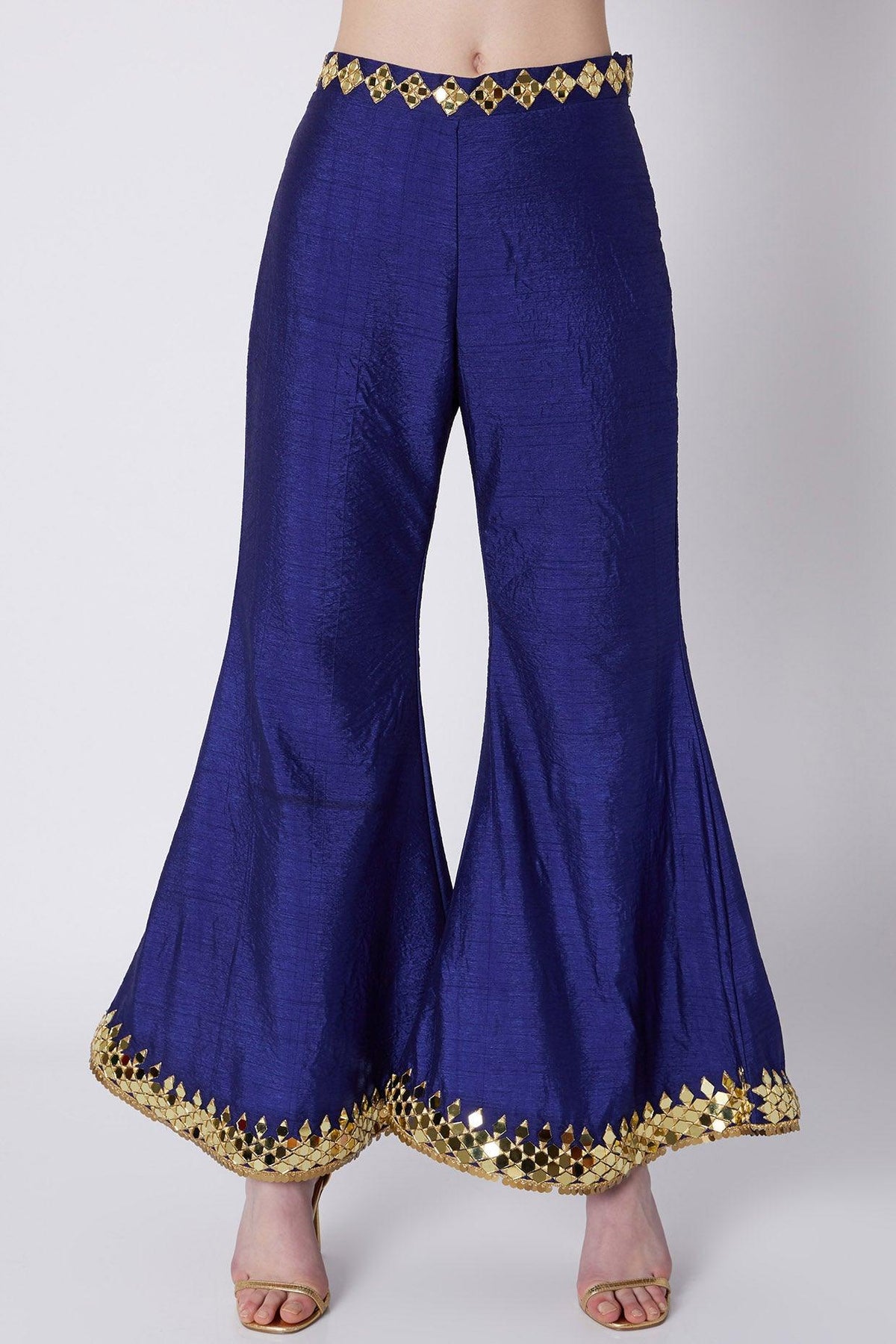 Mauve & Blue Embroidered Cape Set - Preeti s kapoor