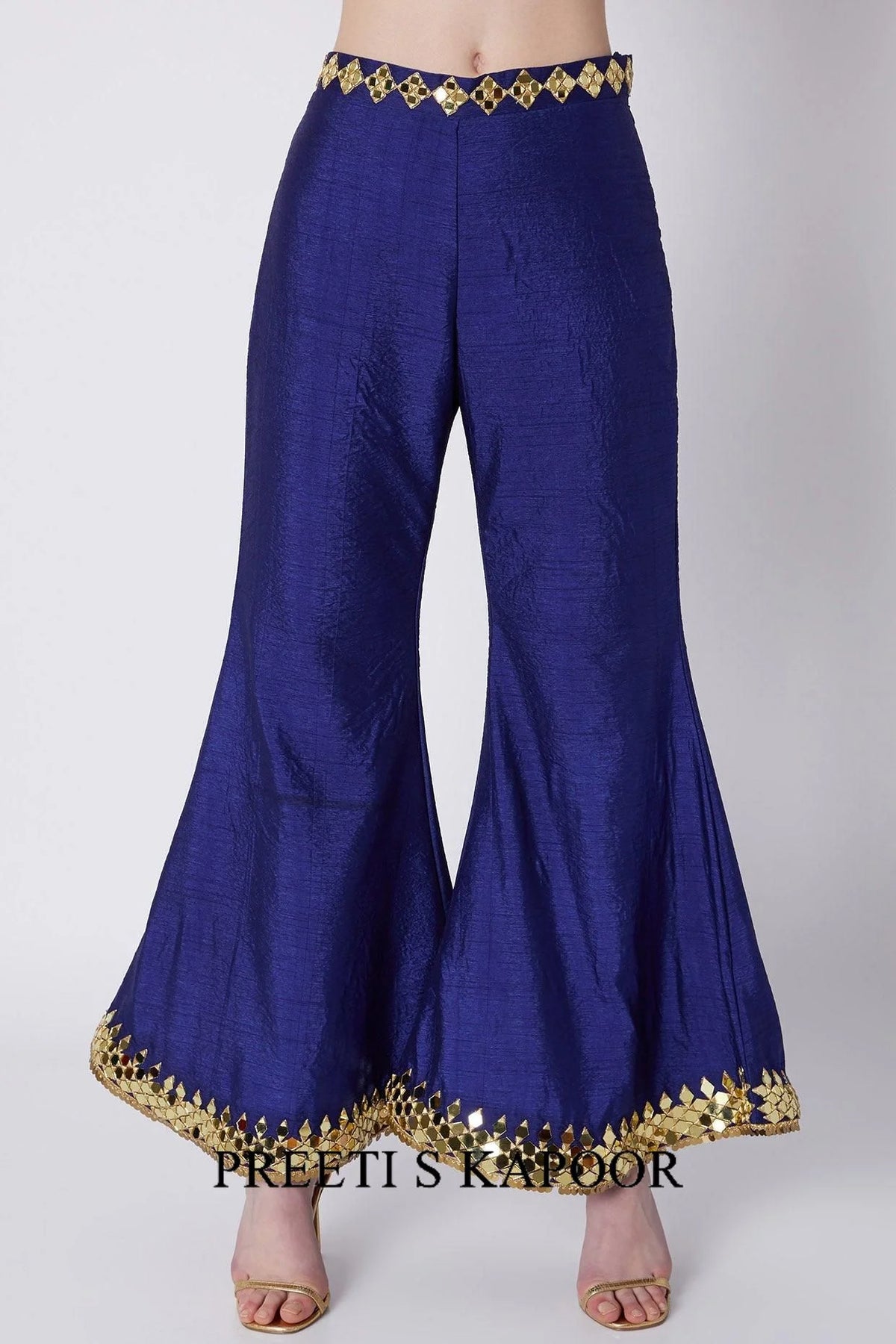 Mauve & Blue Embroidered Cape Set - Preeti S Kapoor