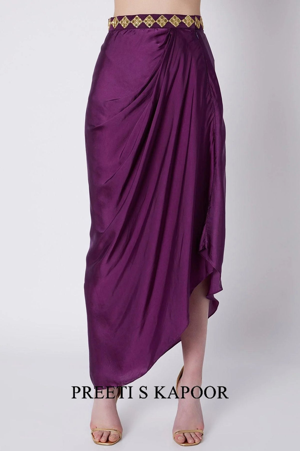 Purple & Blue Embroidered Skirt Set - Preeti S Kapoor