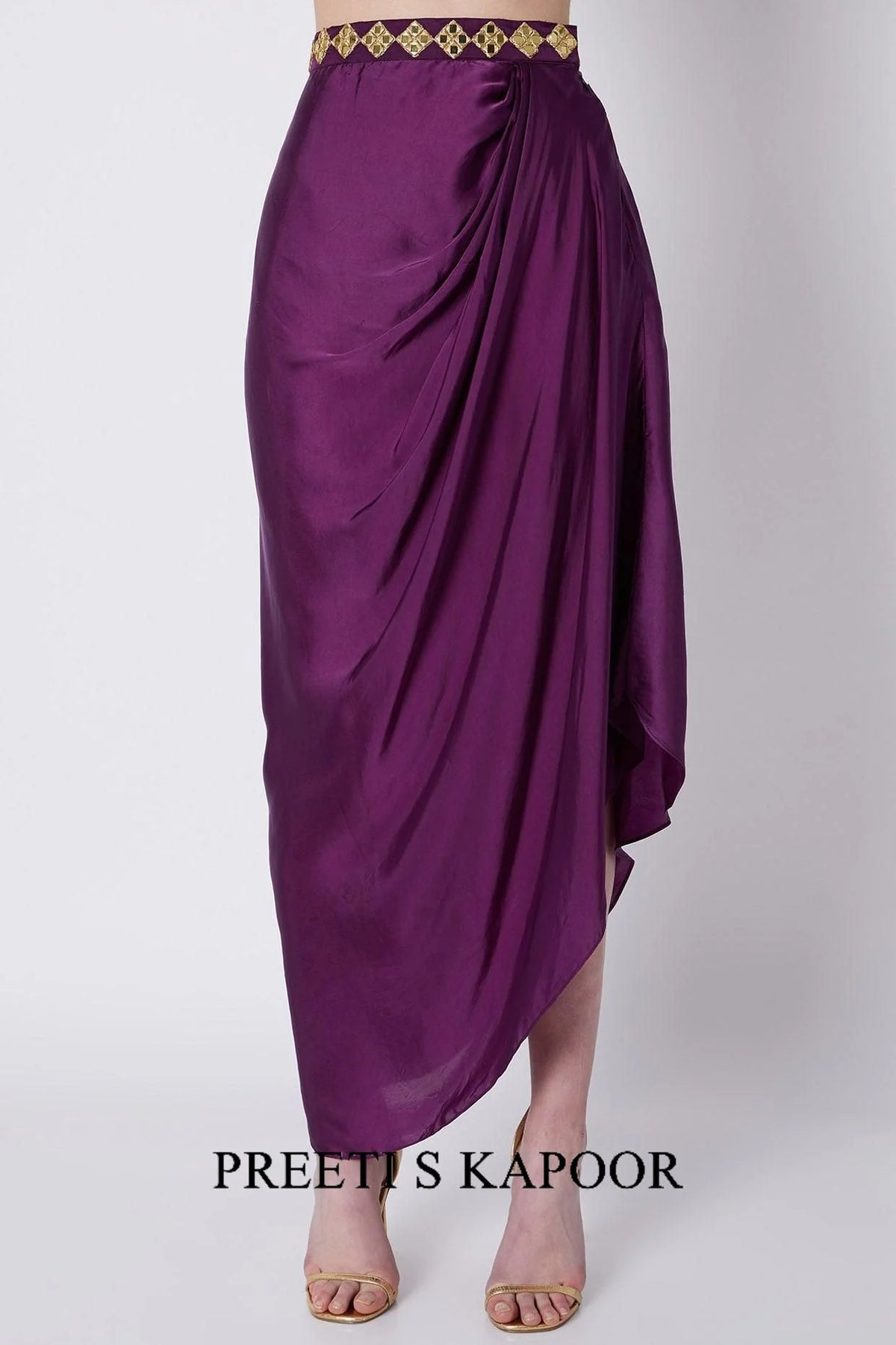 Purple & Red Embroidered Skirt Set - Preeti s kapoor