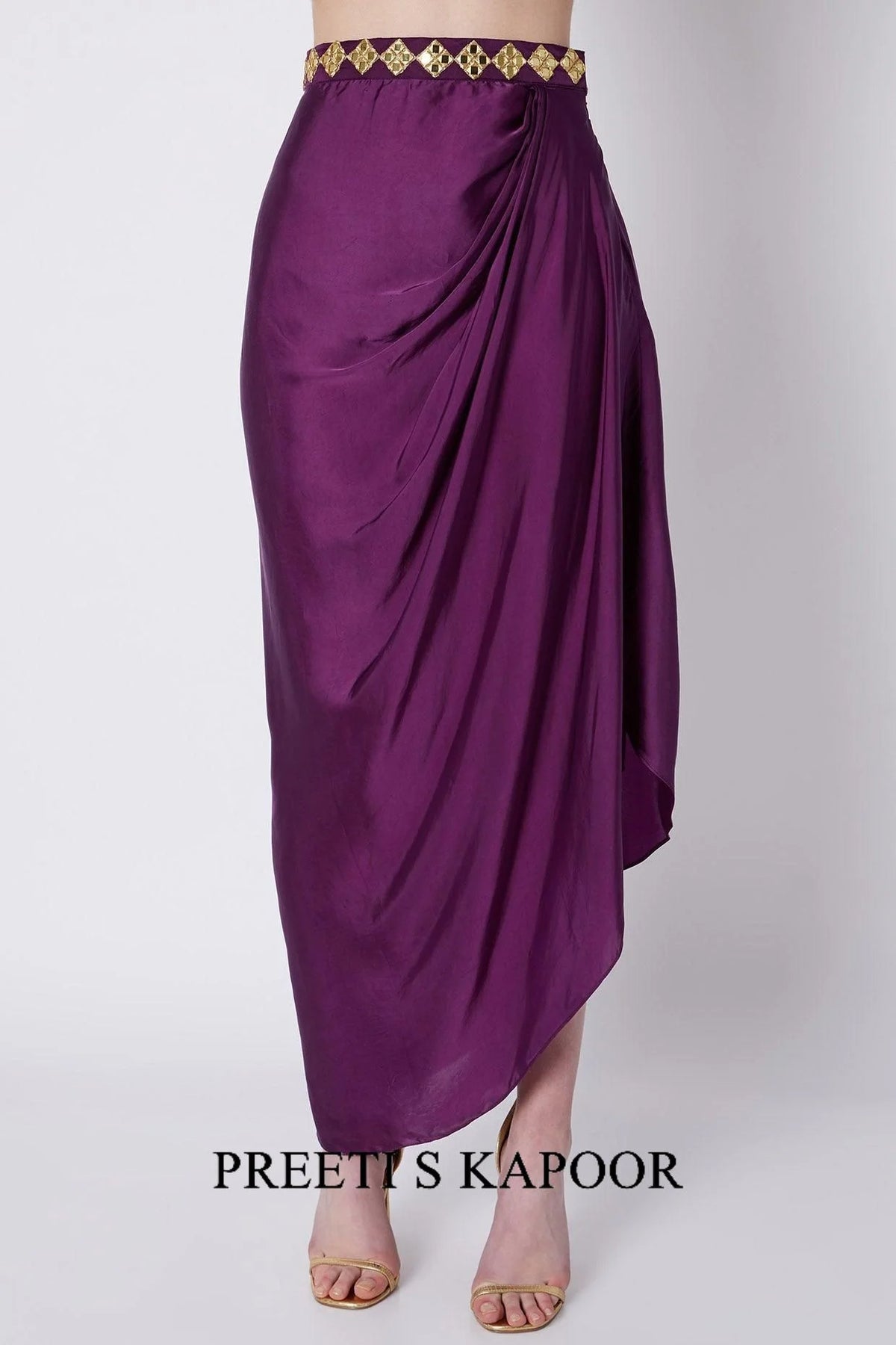 Red & Purple Embroidered Skirt Set - Preeti S Kapoor