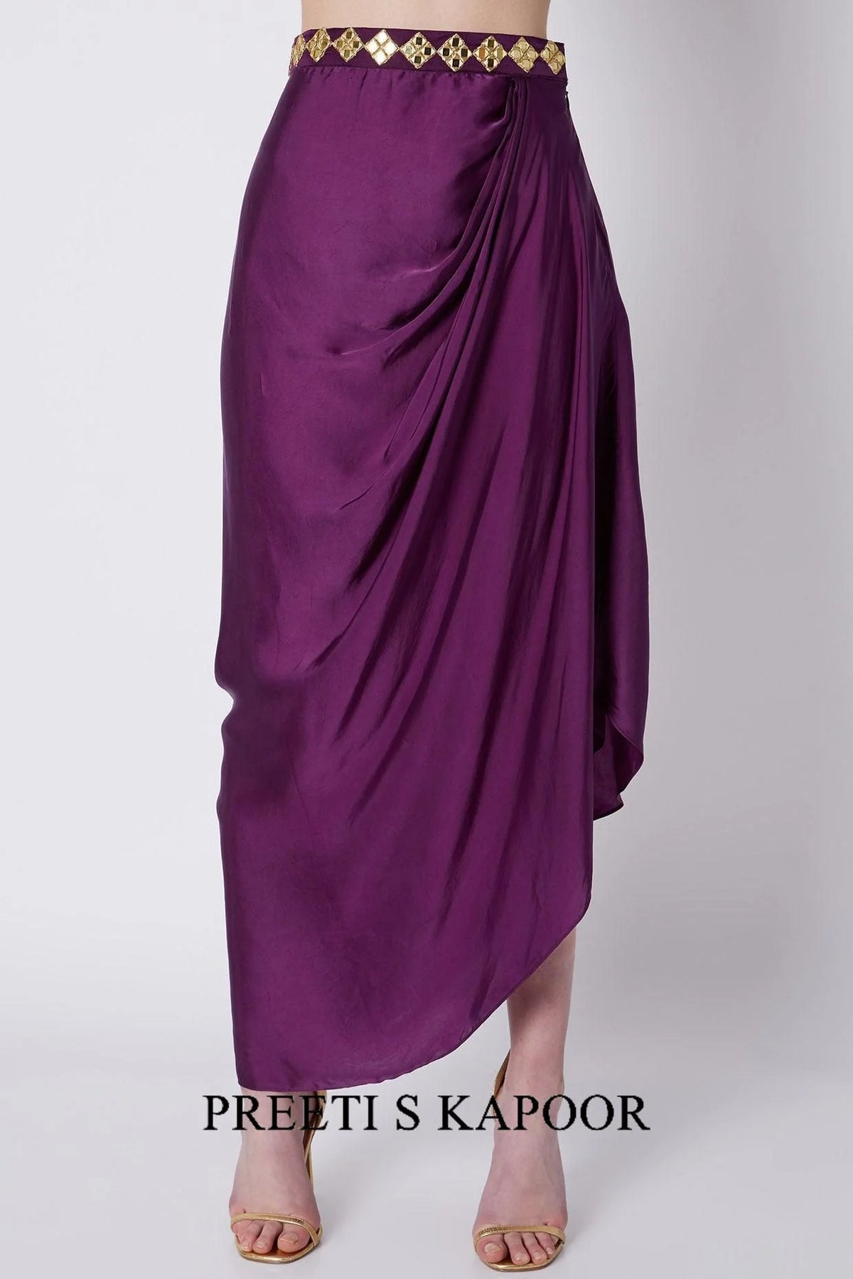 Green & Purple Embroidered Skirt Set - Preeti S Kapoor