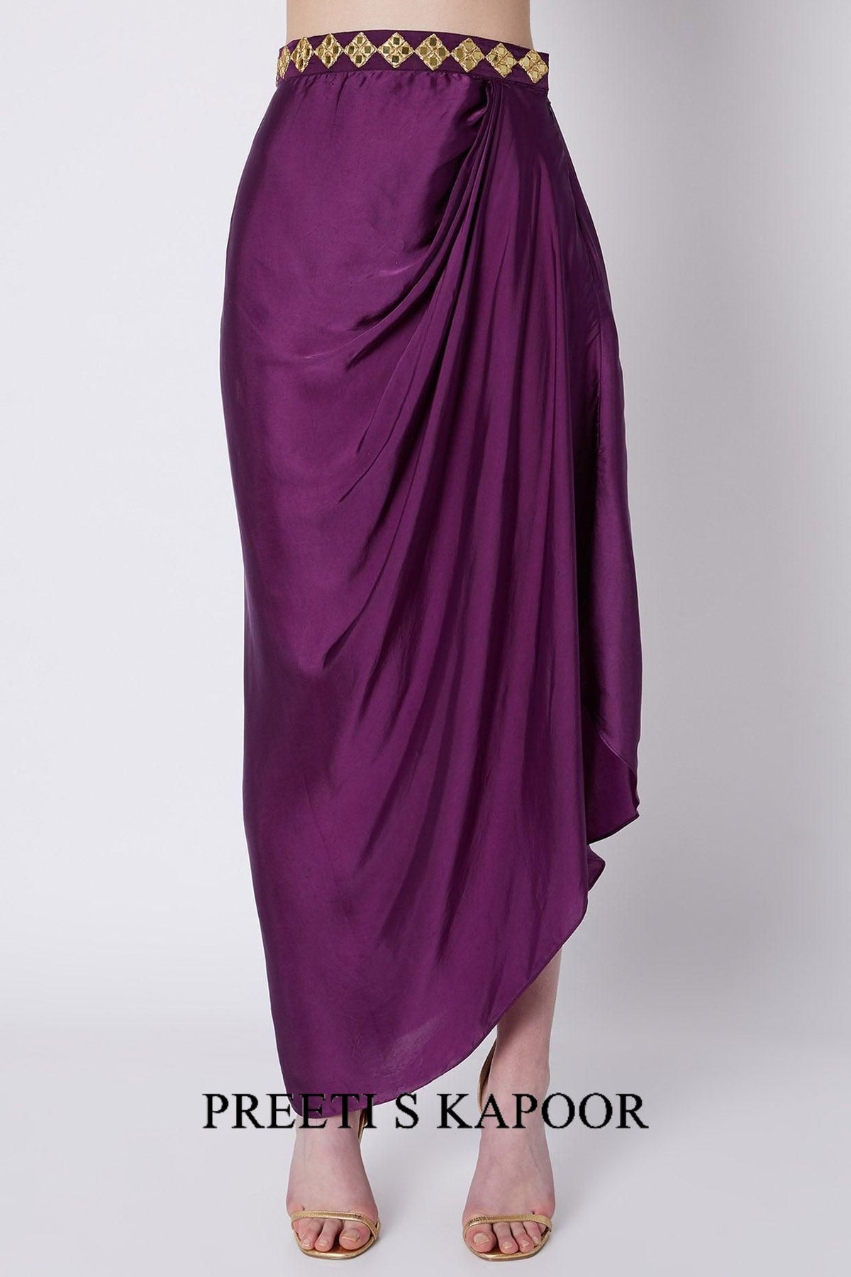 Purple & Red Mirrors Embroidered Skirt Set - Preeti s kapoor