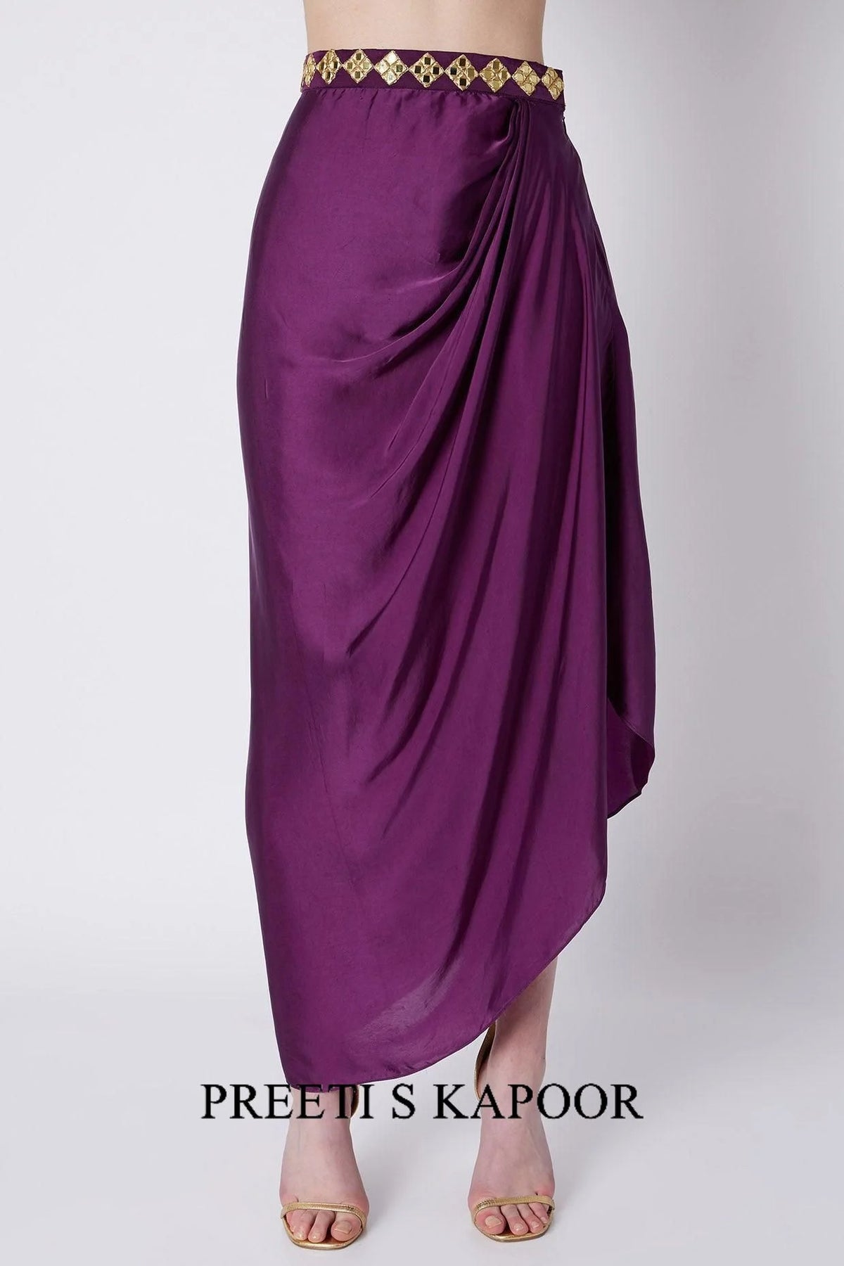 Purple & Blue Mirrors Embroidered Skirt Set - Preeti S Kapoor