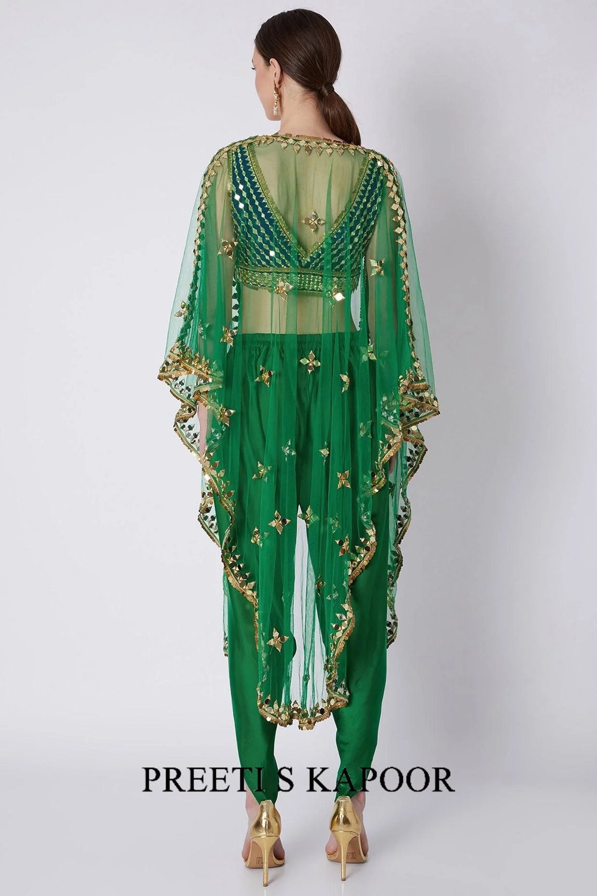 Green & Blue Embroidered Dhoti Set - Preeti S Kapoor